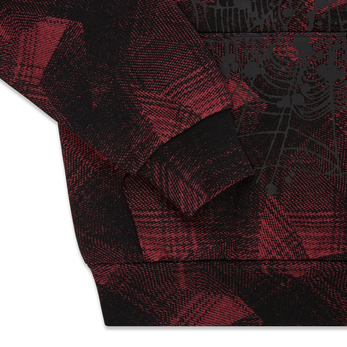SP5DER Plaid Splatter Hoodie - Black - Detail View 4