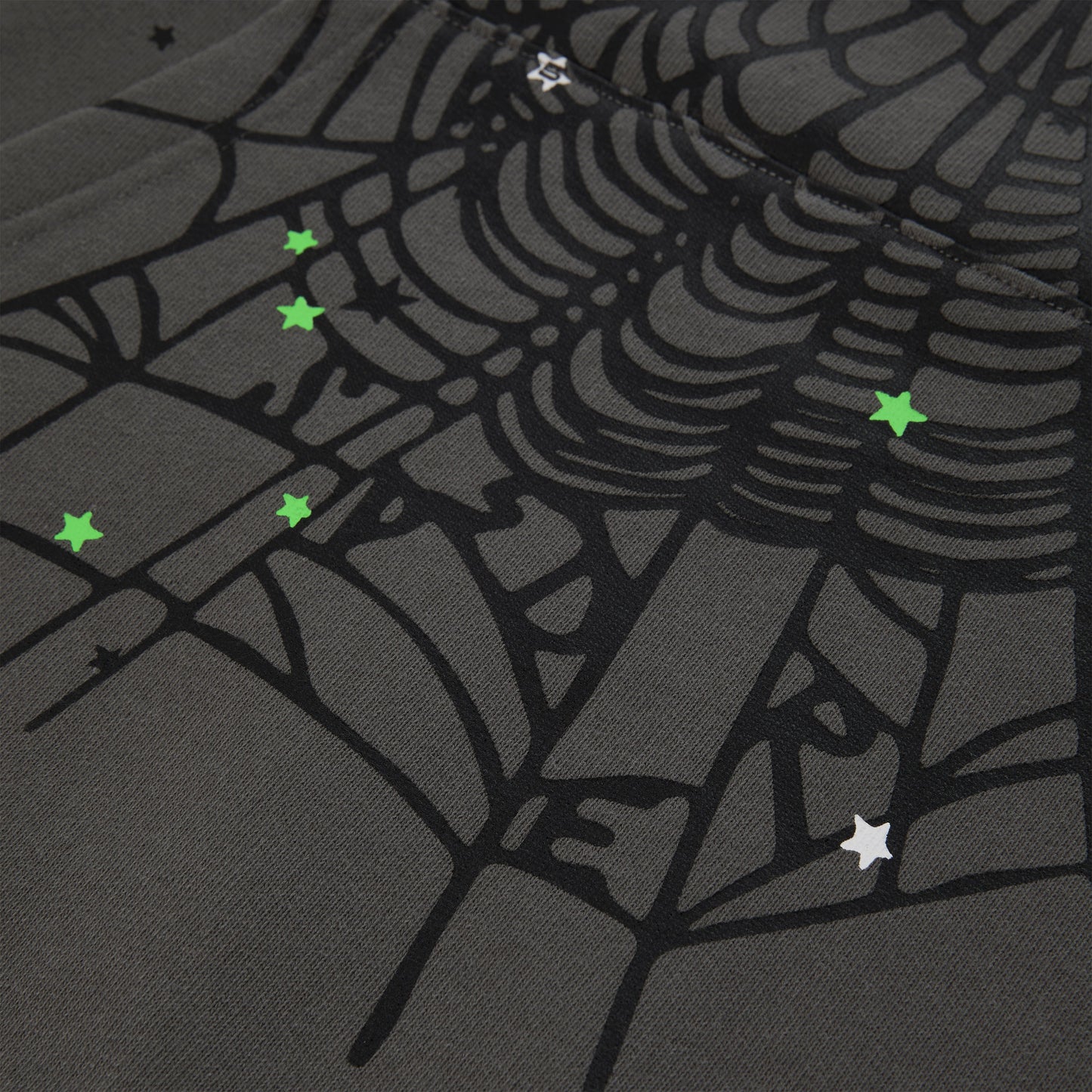 SP5DER Punk V2 Star Print Hoodie - Slate Grey - Detail View 3