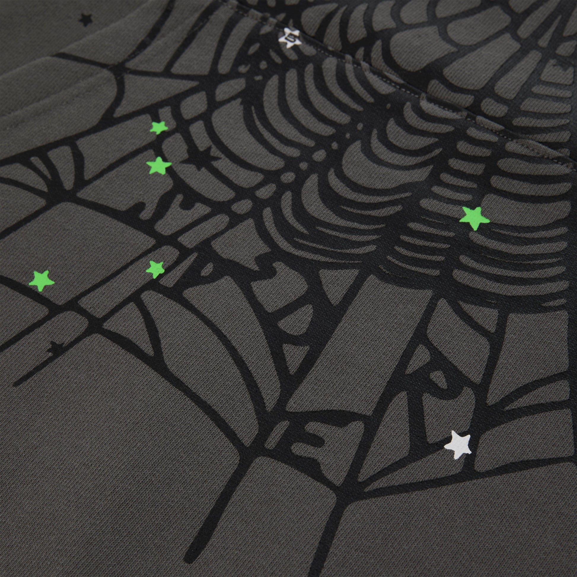 SP5DER Punk V2 Star Print Hoodie - Slate Grey - Detail View 3