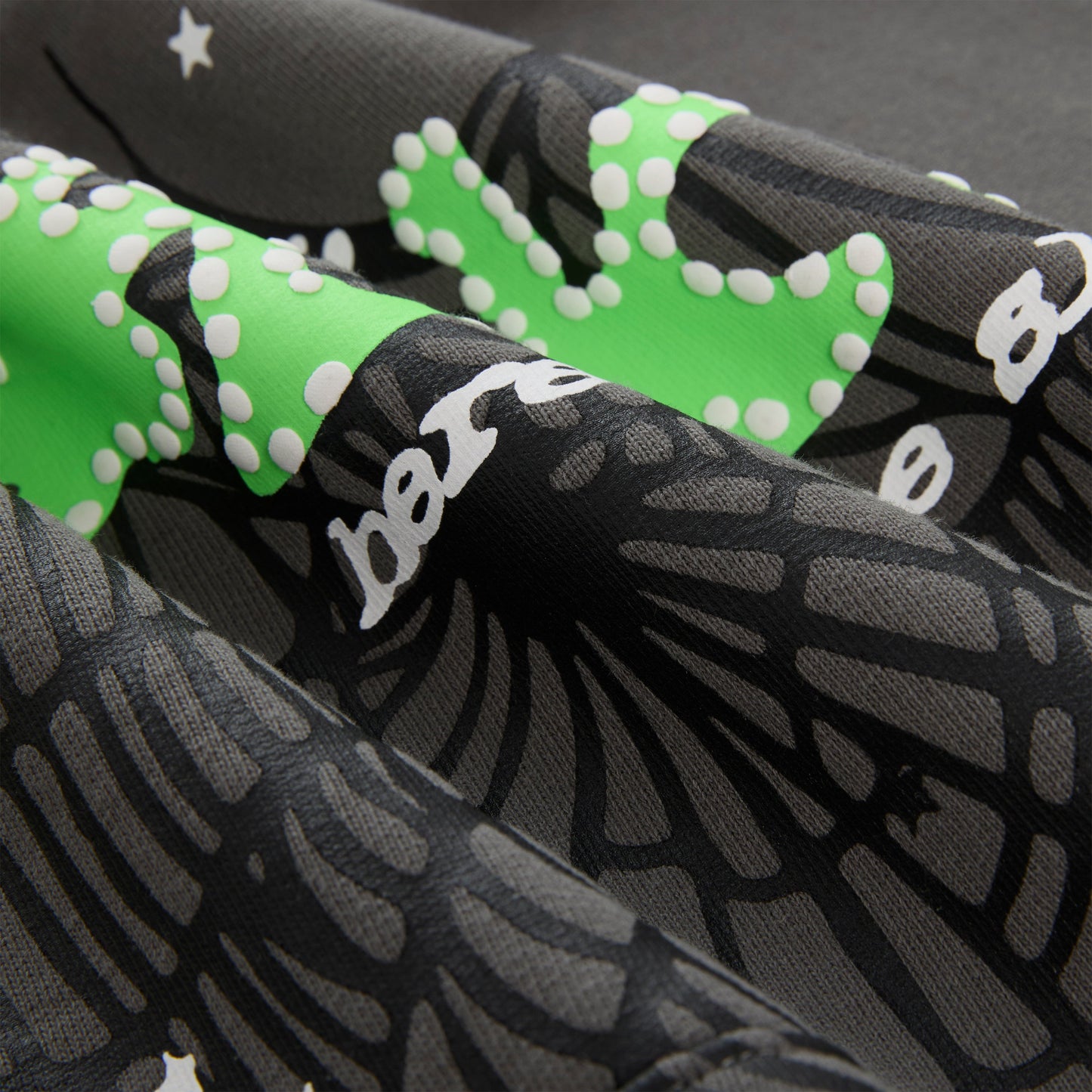 SP5DER Punk V2 Star Print Hoodie - Slate Grey - Detail View 4