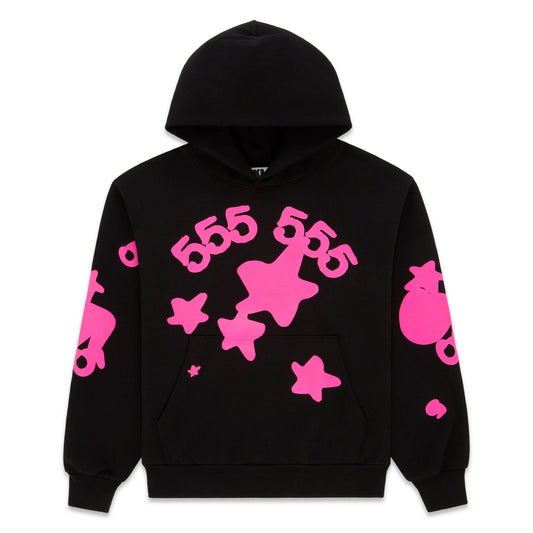 SP5DER Beluga Angel Number Hoodie – Black - Front View