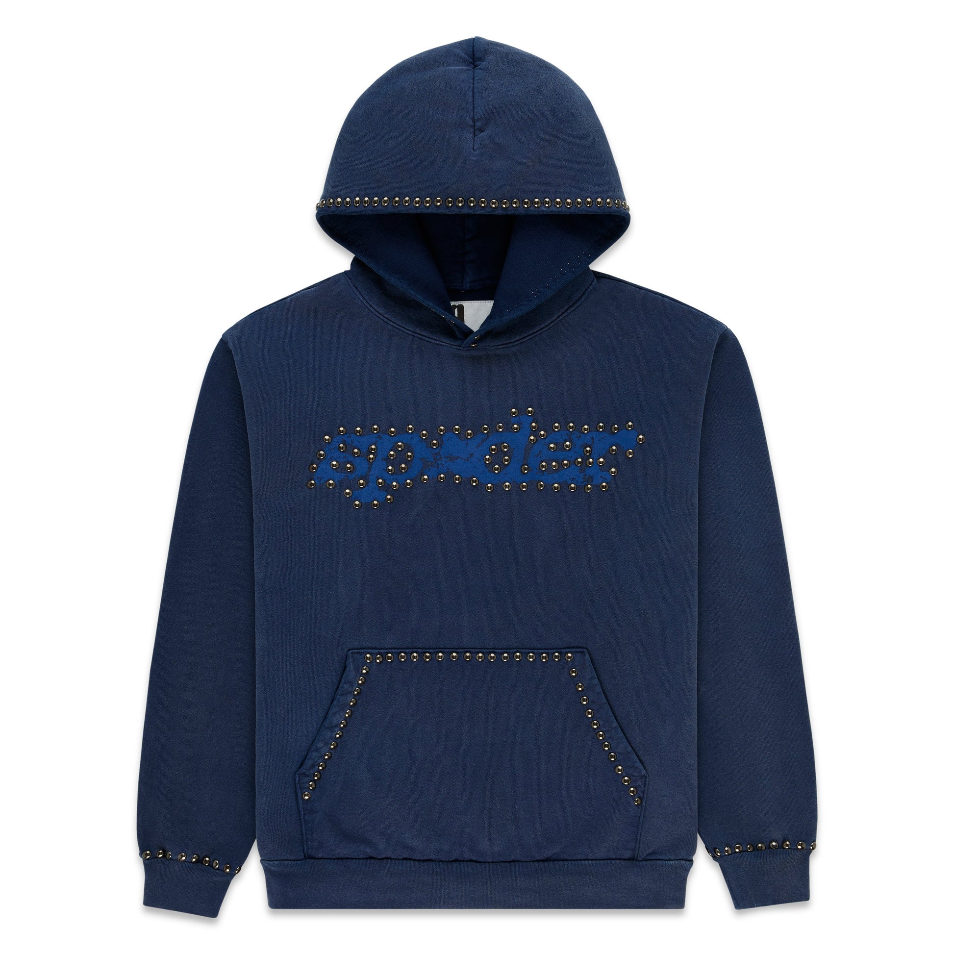 SP5DER Punk V3 Studded Hoodie - Blue - Front View