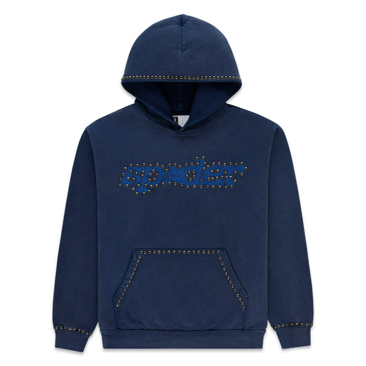 SP5DER Punk V3 Studded Hoodie - Blue - Front View