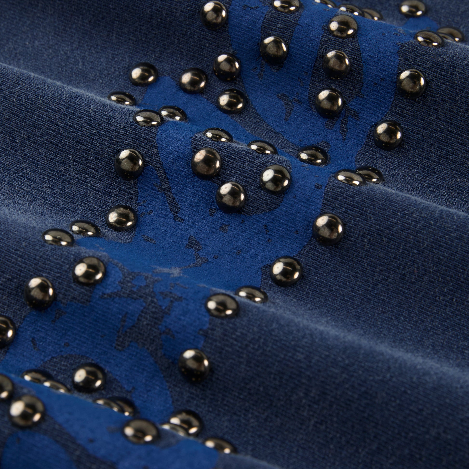 SP5DER Punk V3 Studded Hoodie - Blue - Detail View 1