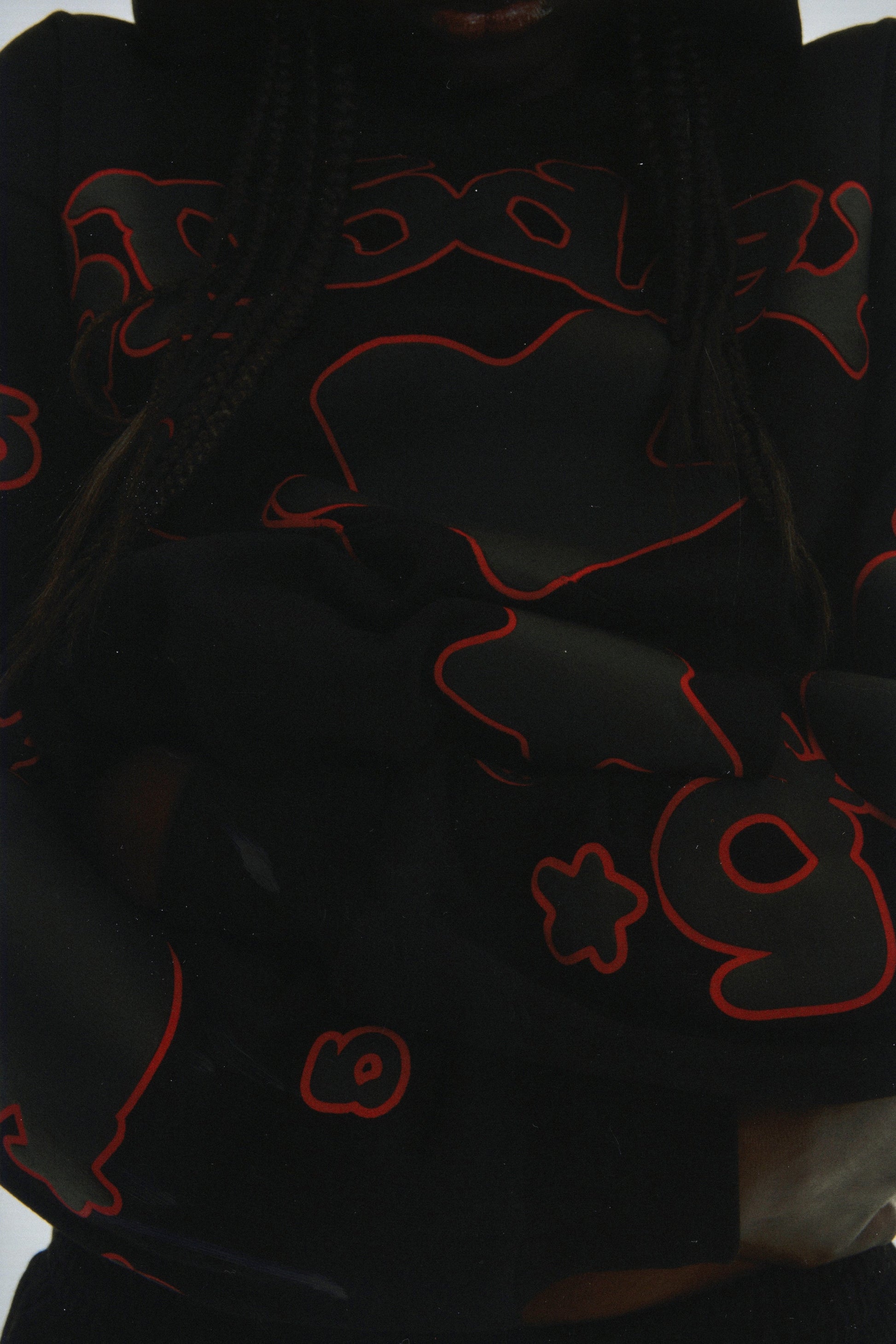 SP5DER Beluga Outline Hoodie – Black - Detail View 18