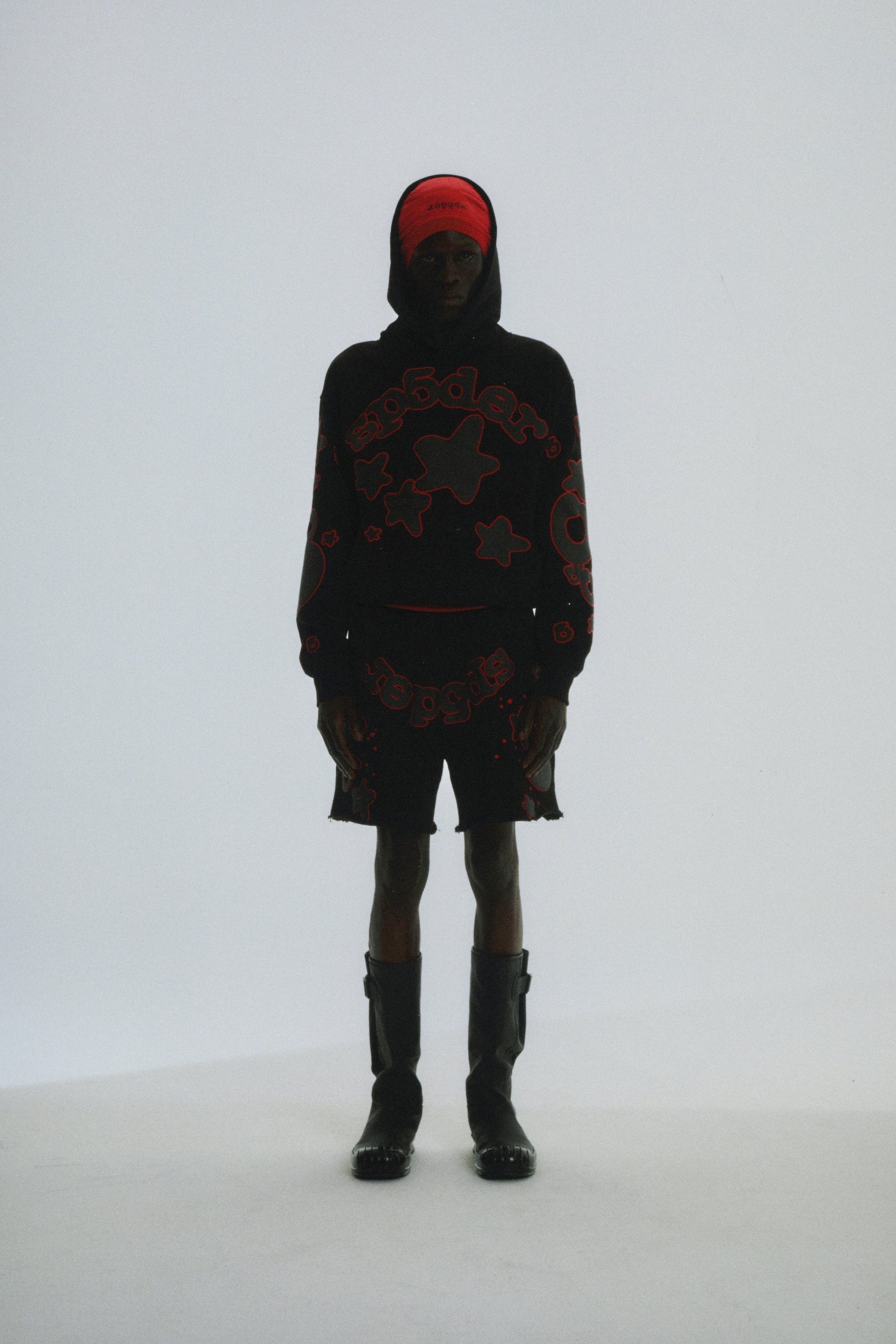 SP5DER Beluga Outline Hoodie – Black - Detail View 9