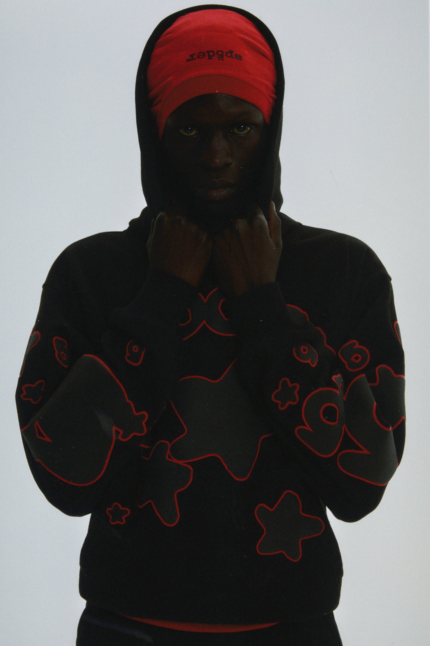 SP5DER Beluga Outline Hoodie – Black - Detail View 15