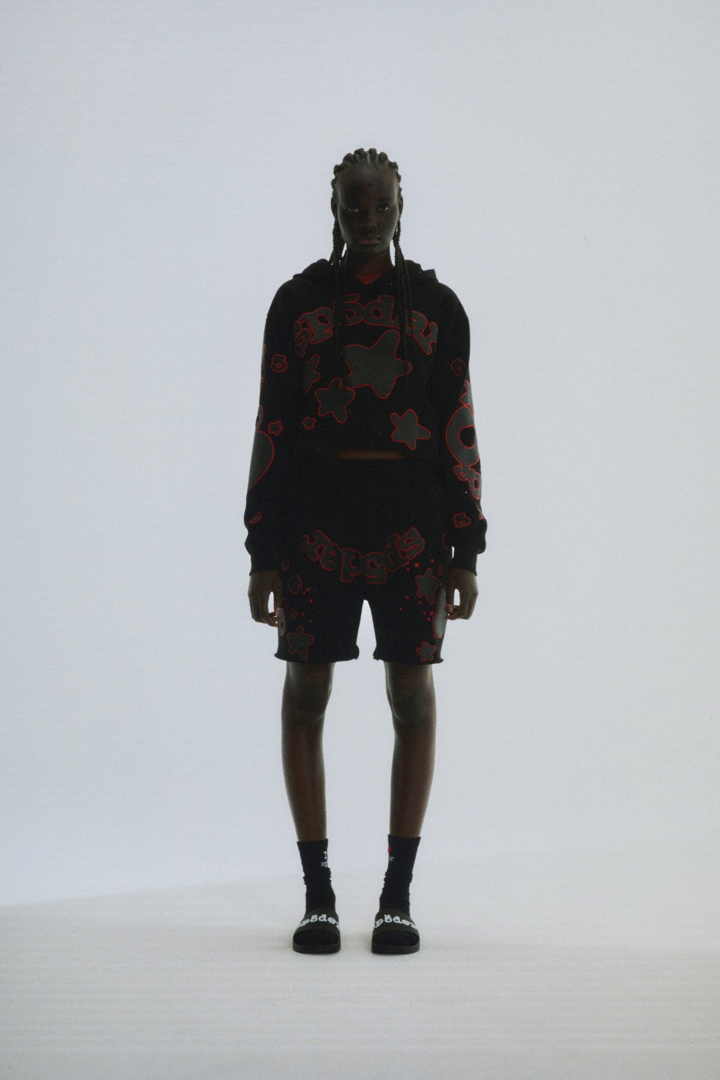 SP5DER Beluga Outline Hoodie – Black - Detail View 10