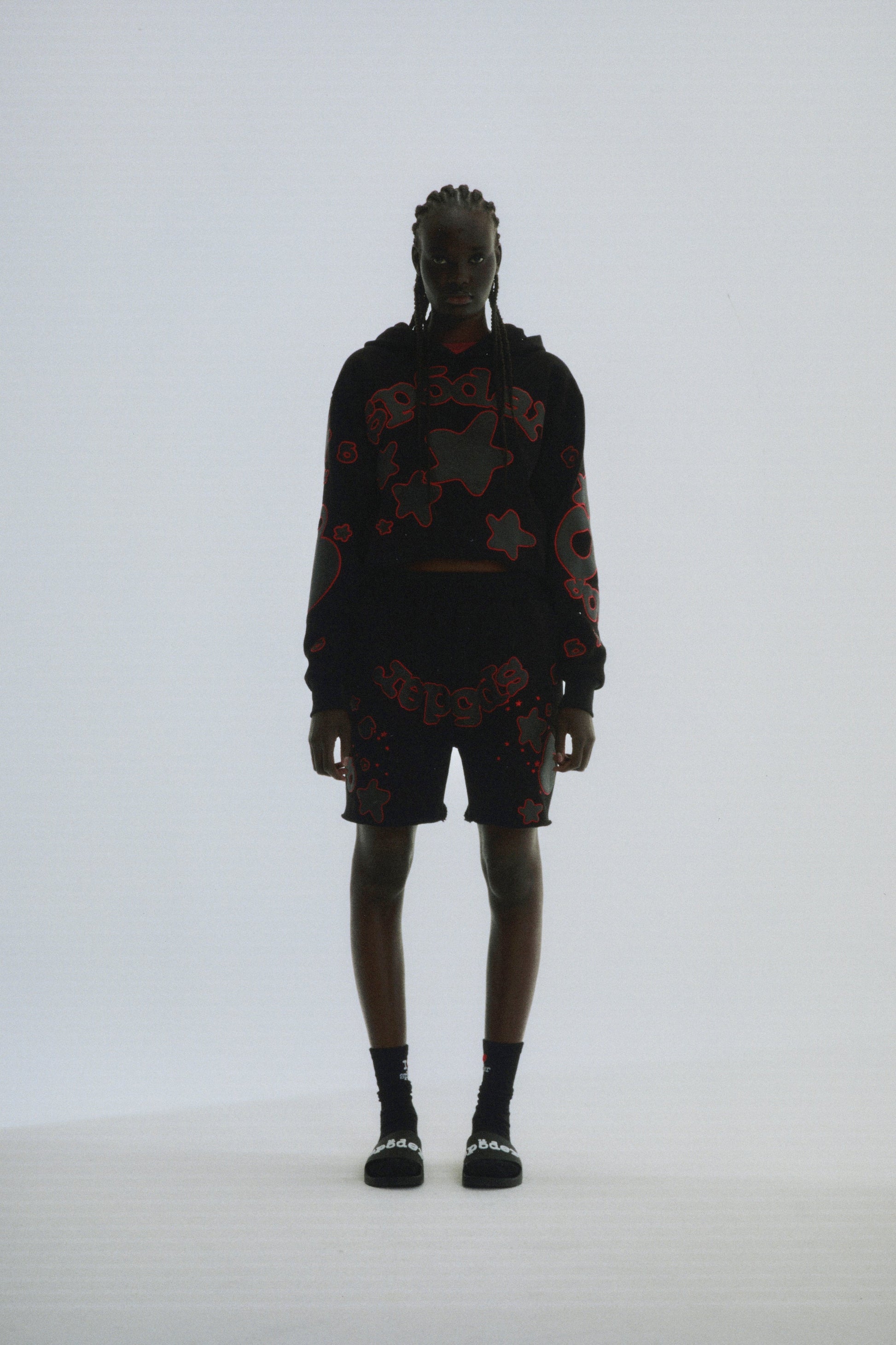 SP5DER Beluga Outline Hoodie – Black - Detail View 10