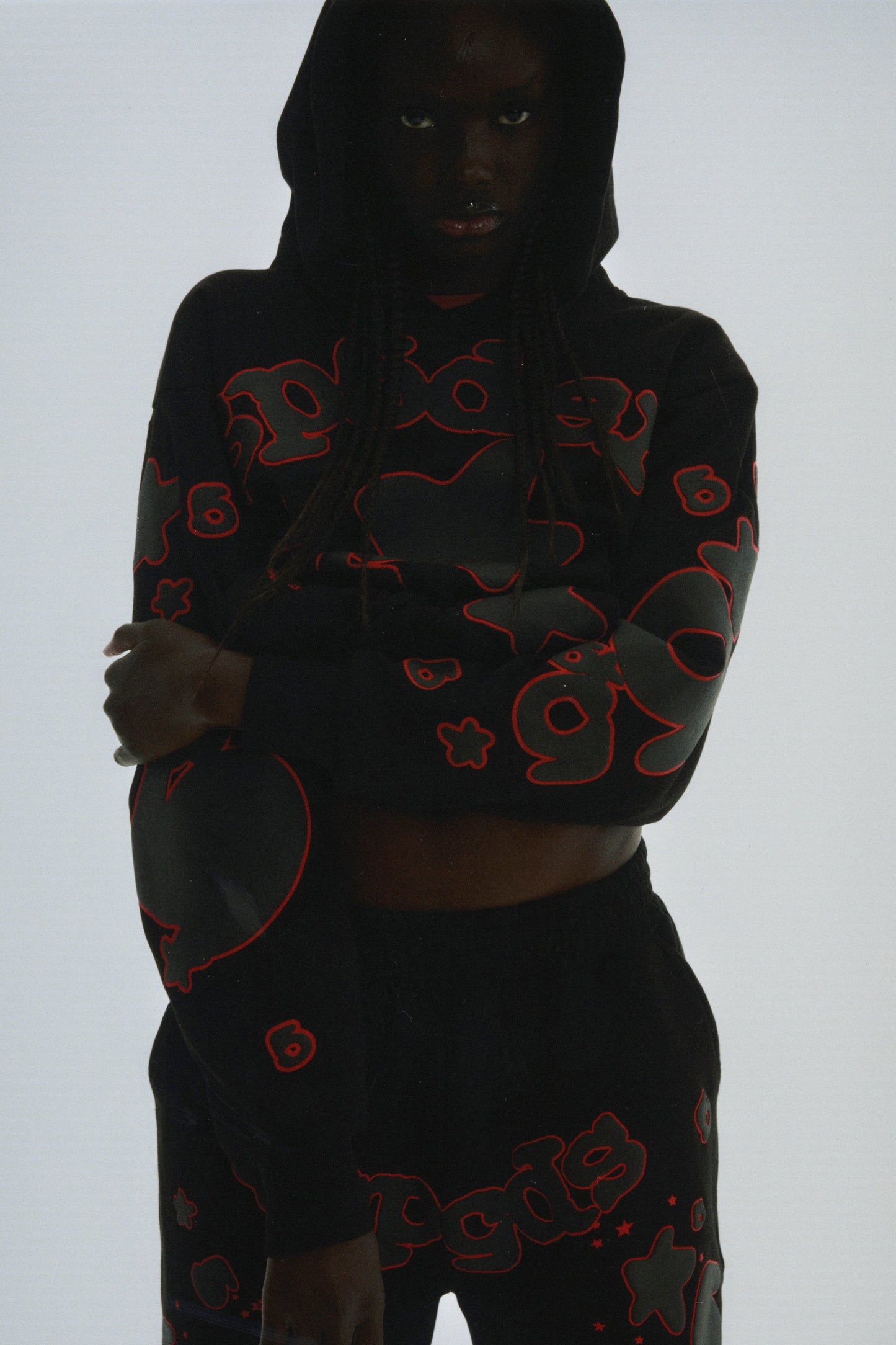 SP5DER Beluga Outline Hoodie – Black - Detail View 16