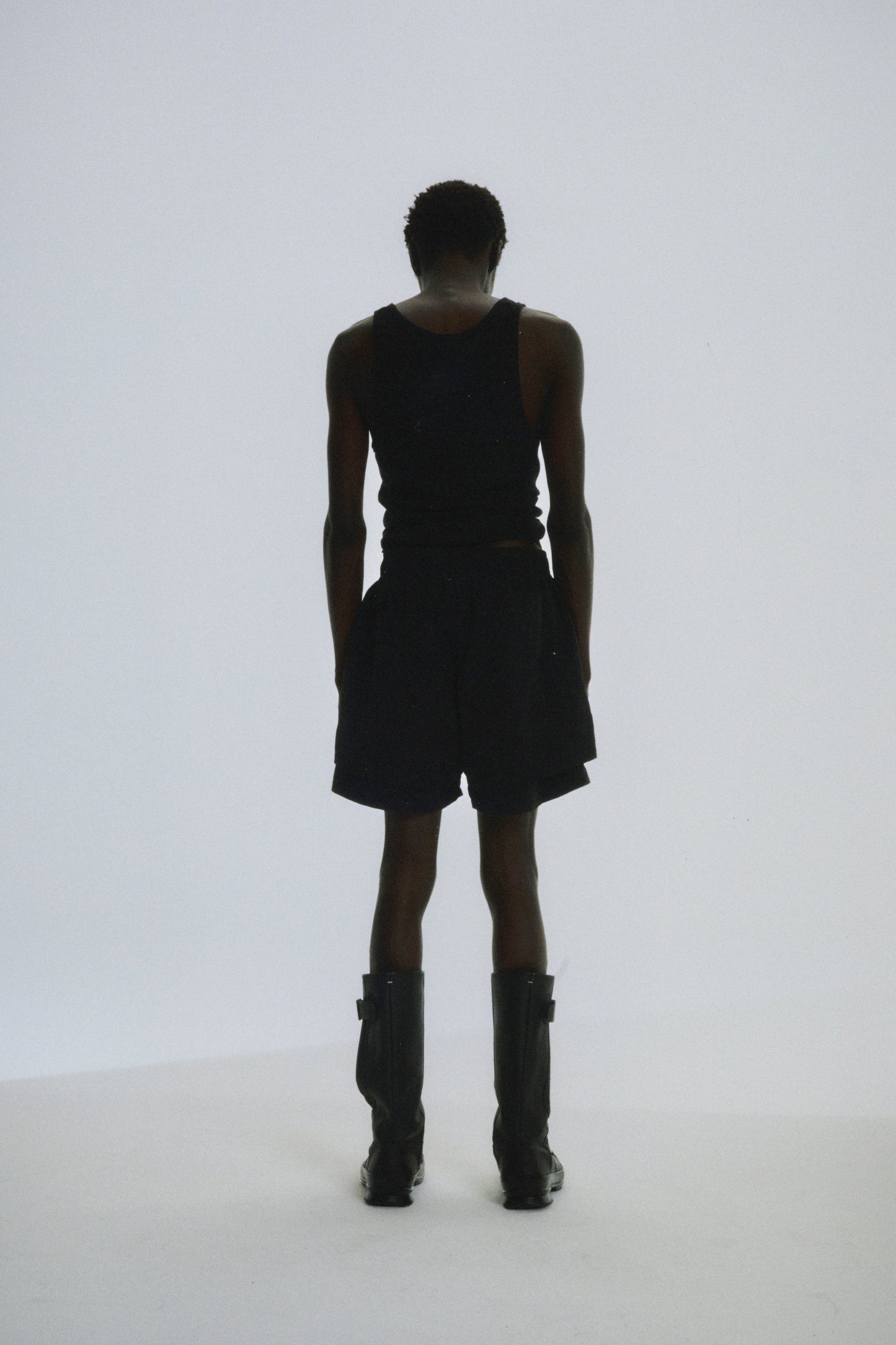 Additional angle view of SP5DER Beluga Double Layer Short in Black