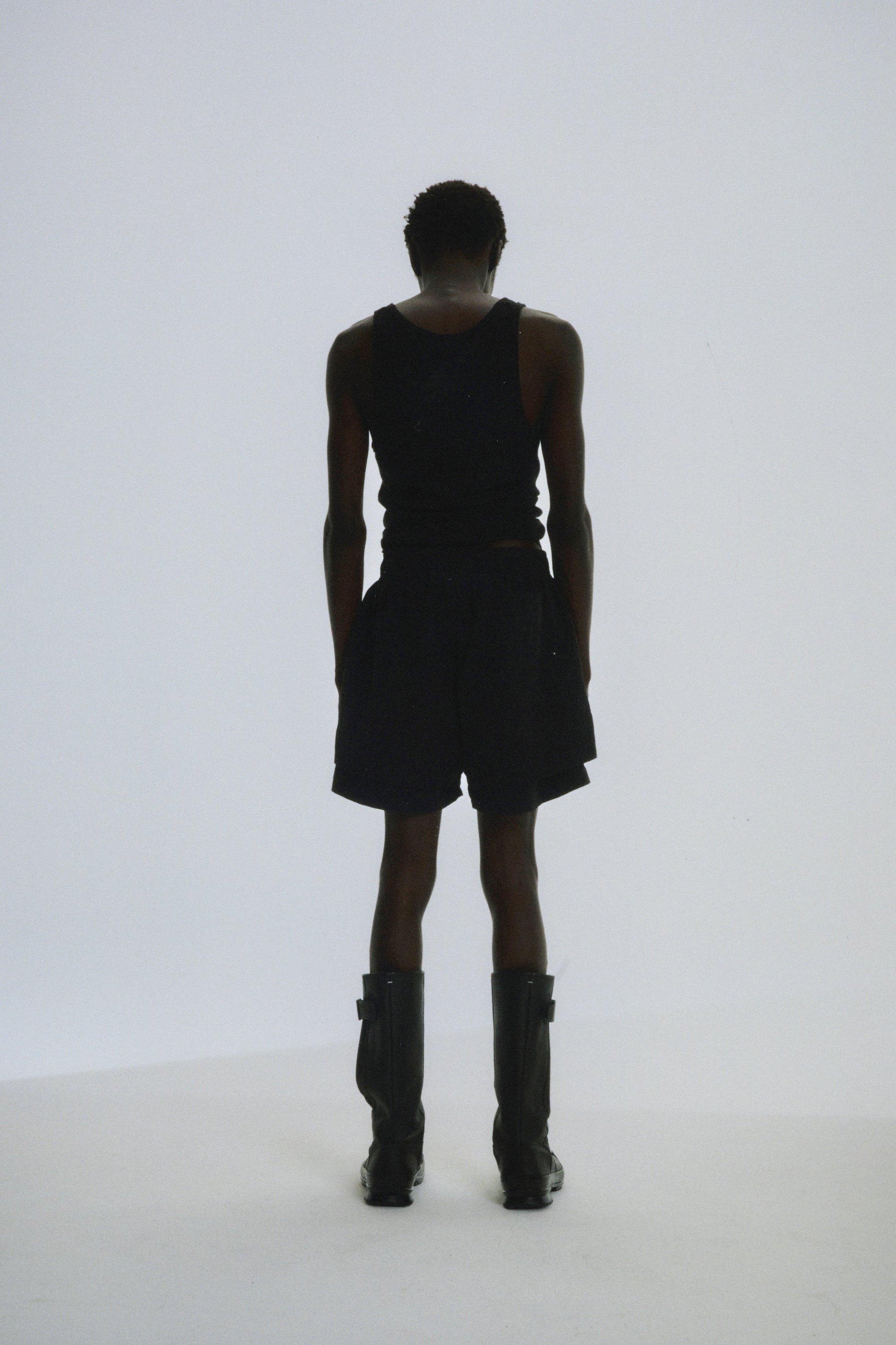 Additional angle view of SP5DER Beluga Double Layer Short in Black