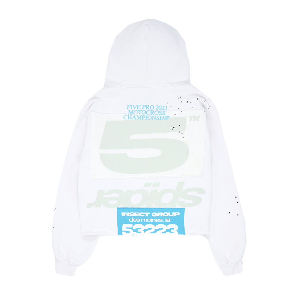 SP5DER Cropped Hoodie – White - Back View