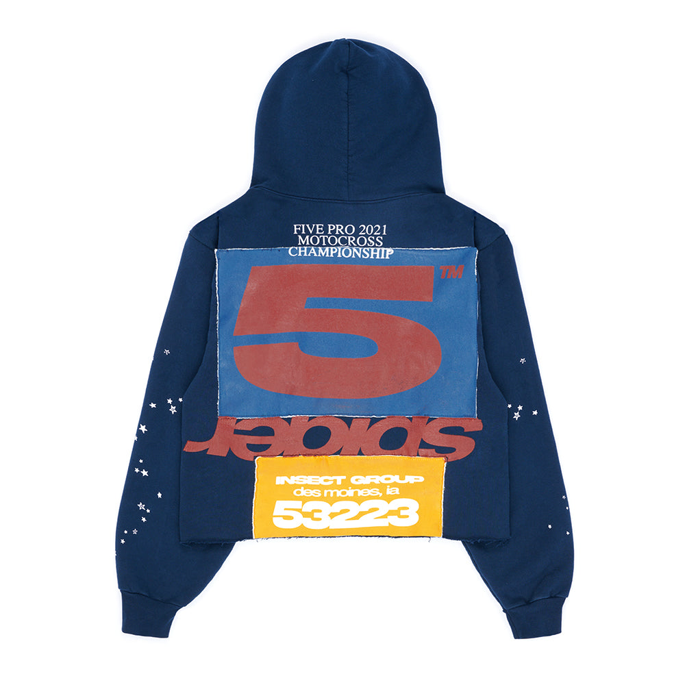 SP5DER Cropped Hoodie – Blue - Back View