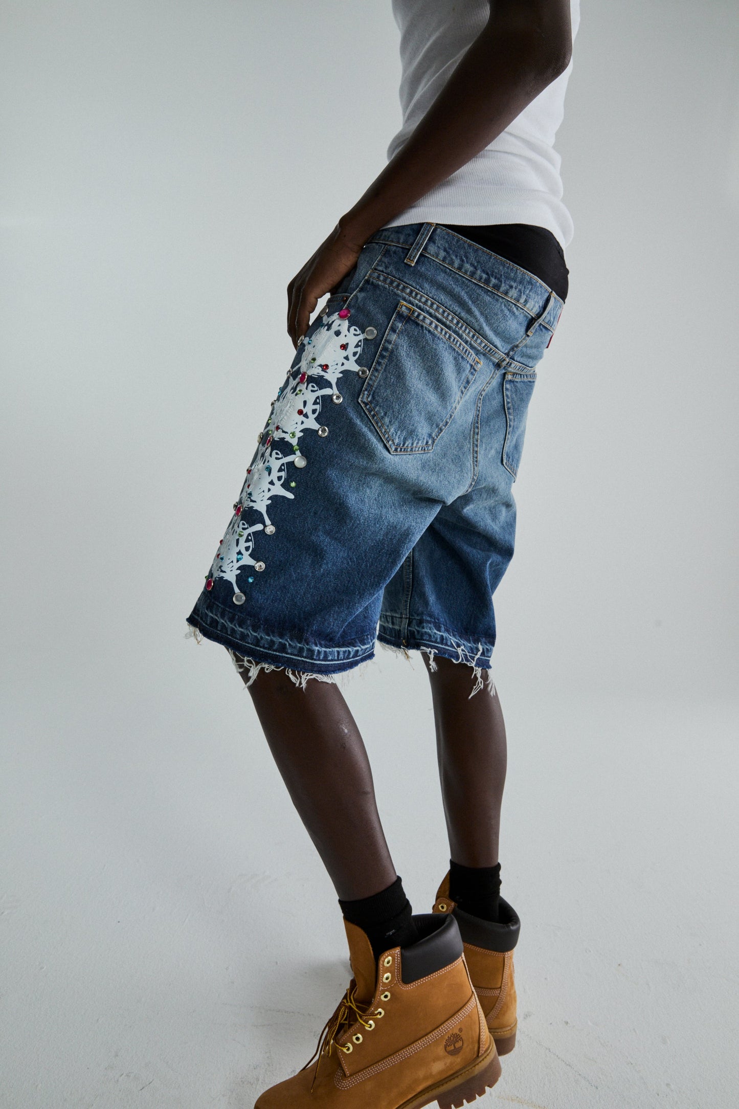 SP5DER Web Stone Denim Short in Light Blue Wash