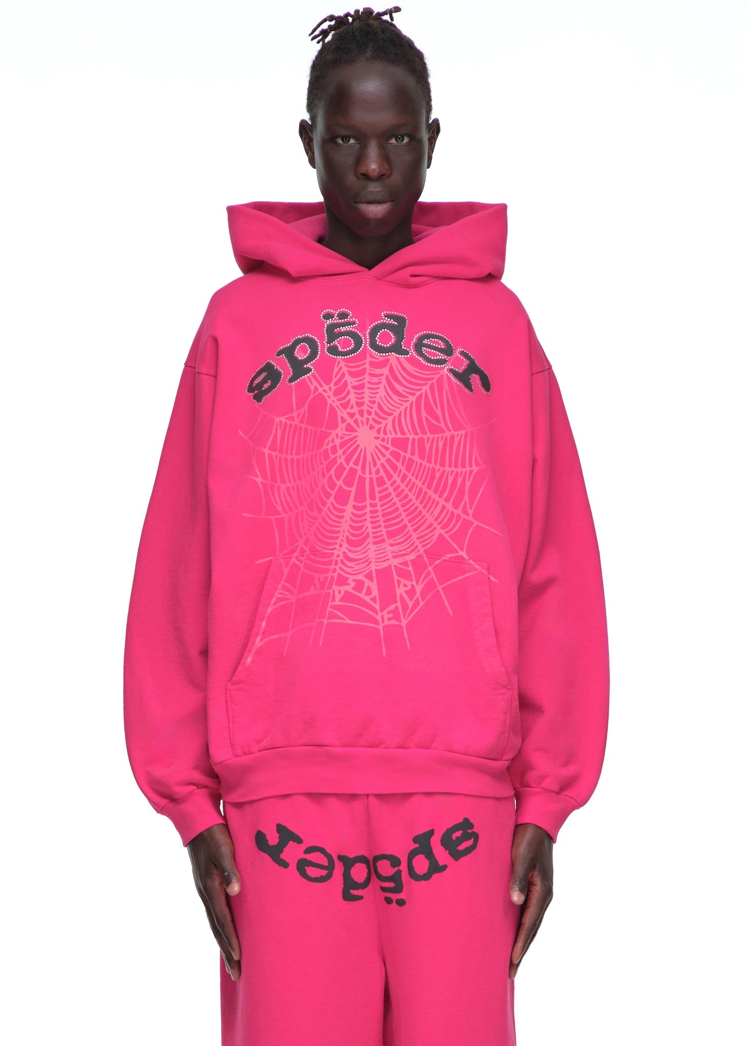SP5DER Legacy Rhinestone Hoodie – Black - Detail View 2