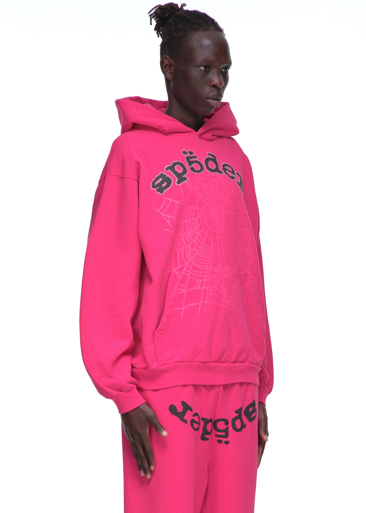 SP5DER Legacy Rhinestone Hoodie – Black - Detail View 4