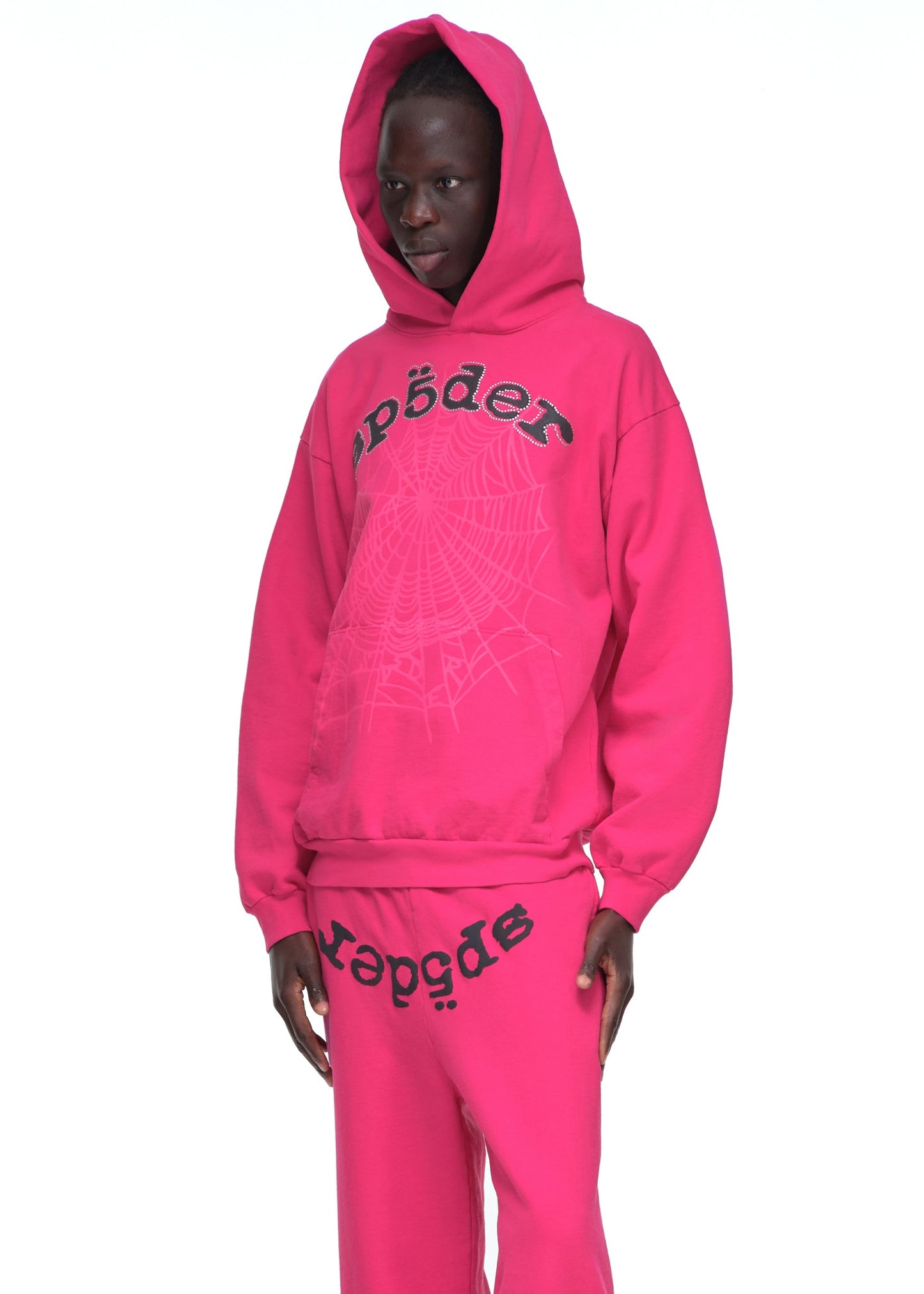 SP5DER Legacy Rhinestone Hoodie – Black - Detail View 6