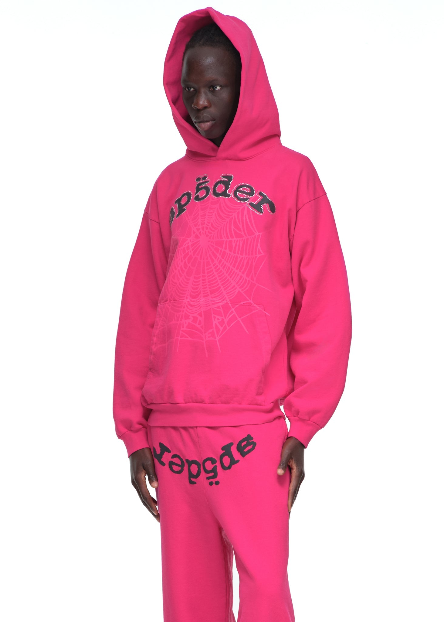 SP5DER Legacy Rhinestone Hoodie – Black - Detail View 6