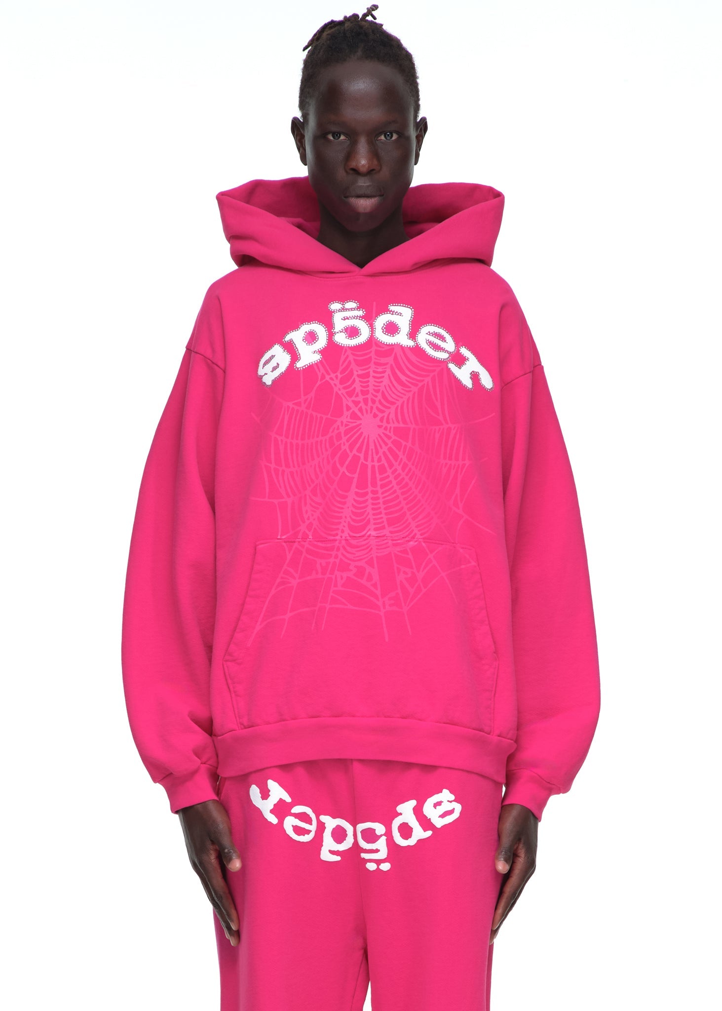 SP5DER Legacy Rhinestone Hoodie – Pink - Detail View 2