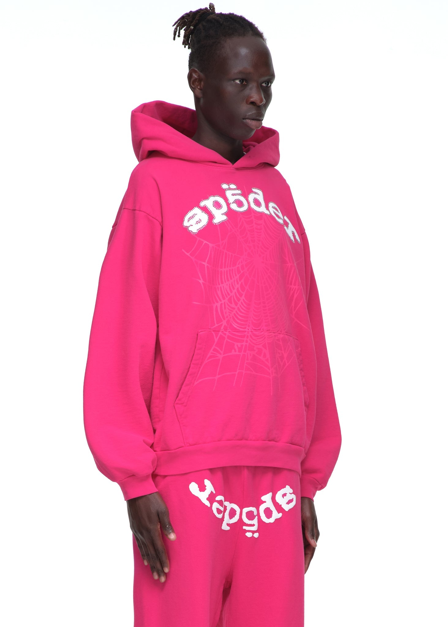 SP5DER Legacy Rhinestone Hoodie – Pink - Detail View 4