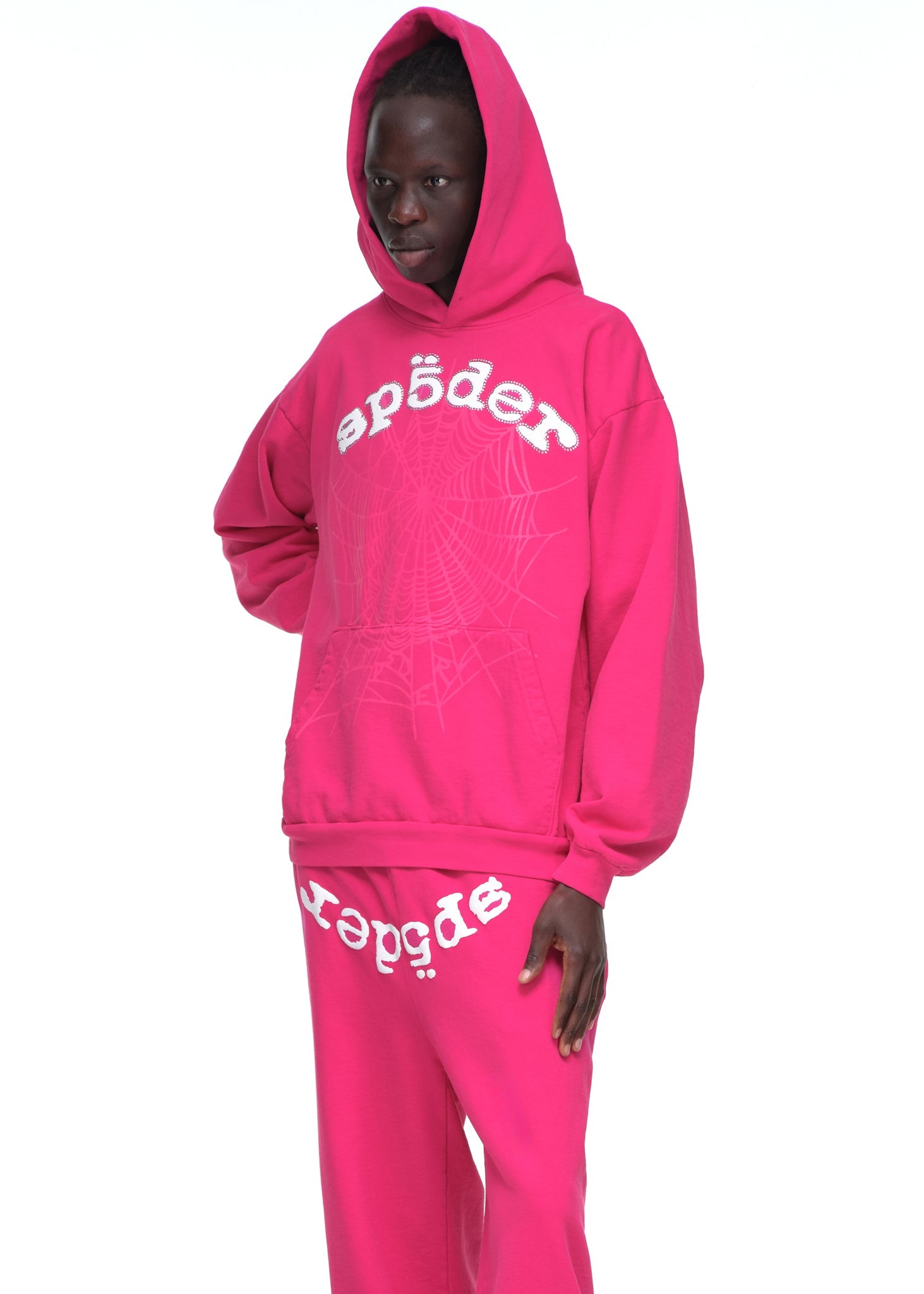 SP5DER Legacy Rhinestone Hoodie – Pink - Detail View 6