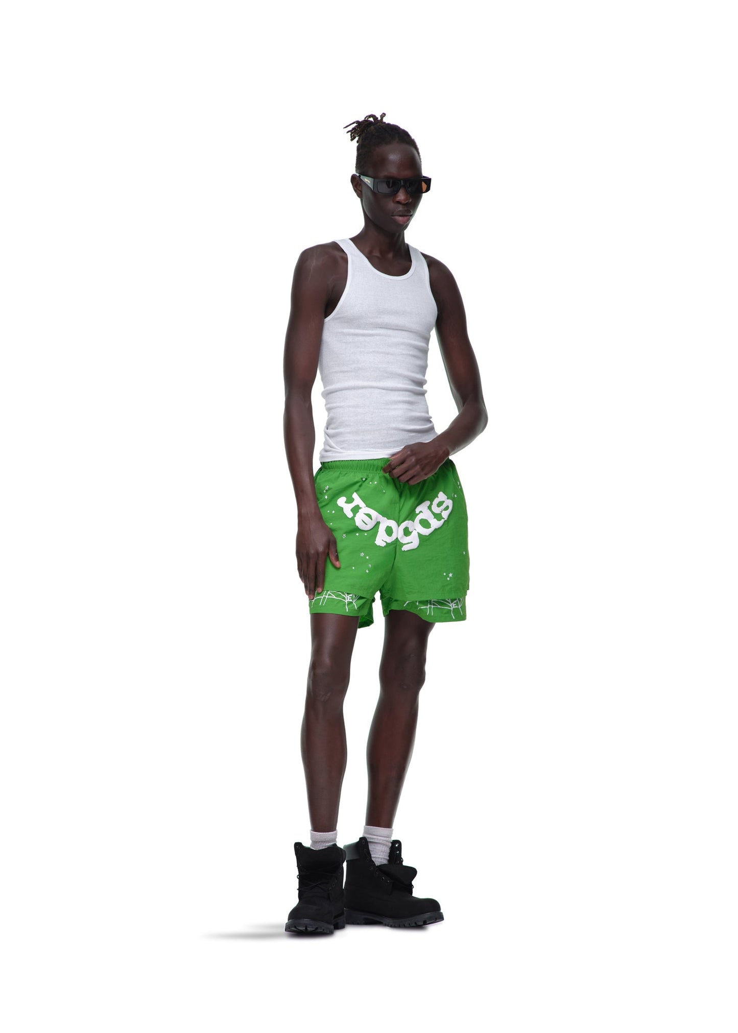 SP5DER OG Web V2 Double Layer Short in Bright Green
