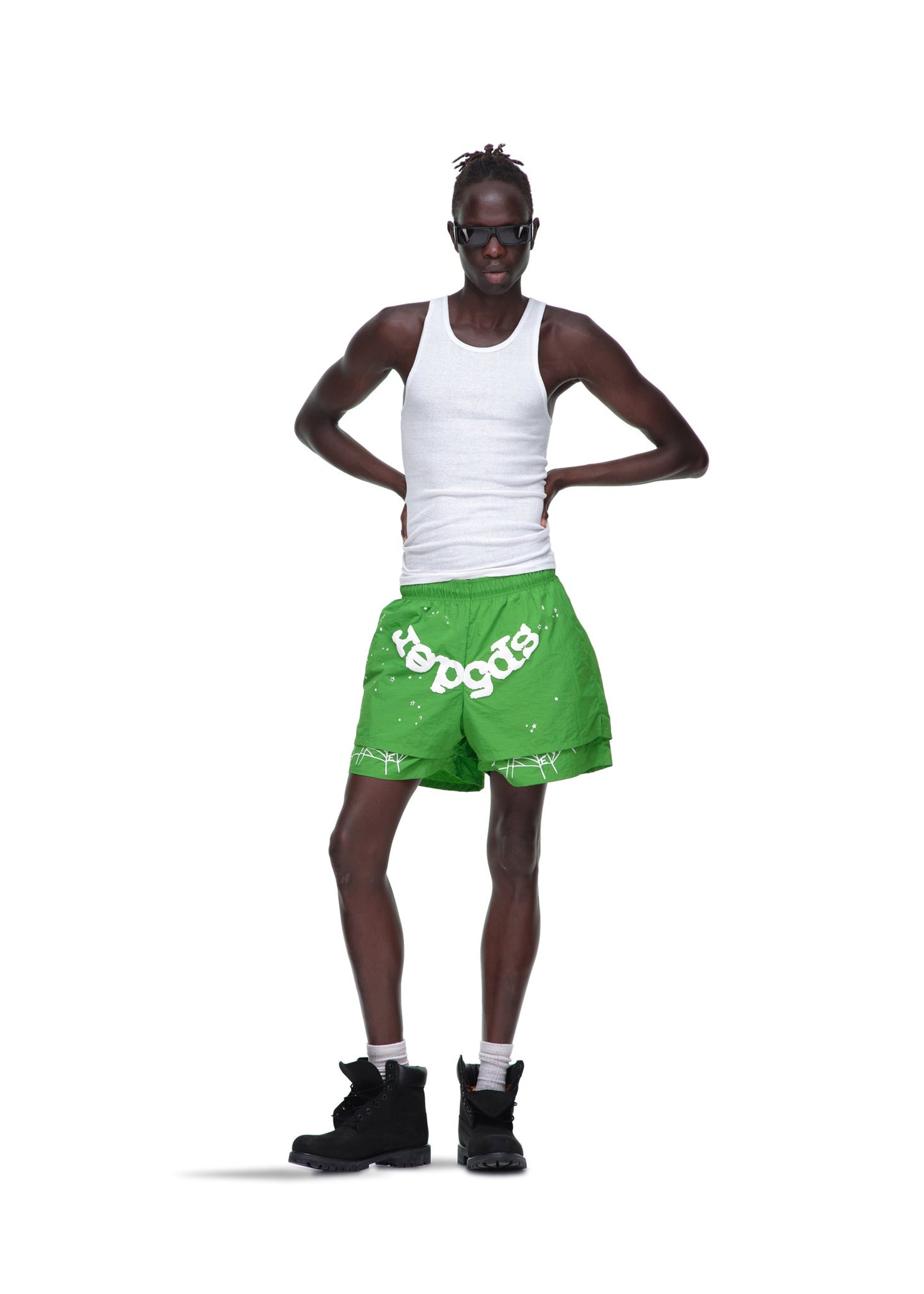 SP5DER OG Web V2 Double Layer Short in Bright Green