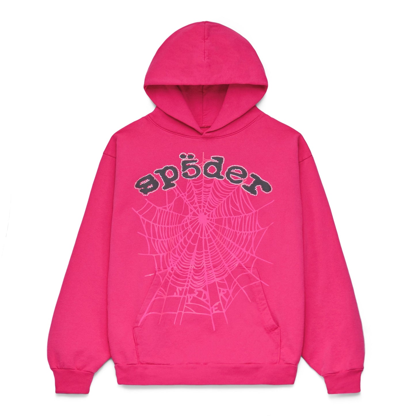 SP5DER Legacy Rhinestone Hoodie – Black - Front View