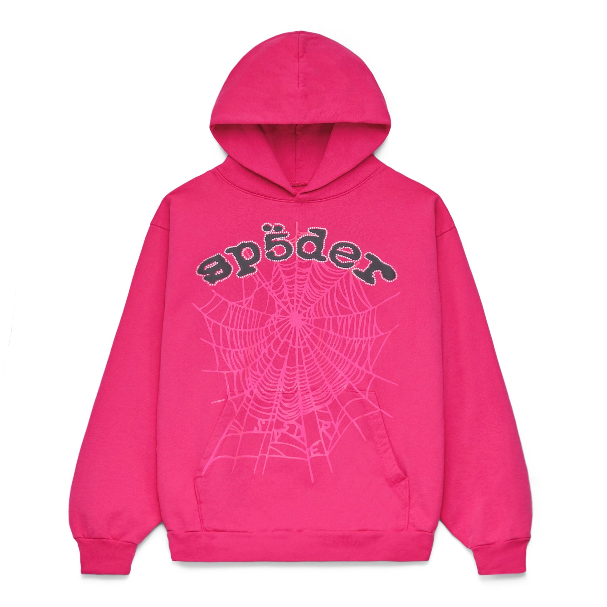 SP5DER Legacy Rhinestone Hoodie – Black - Front View