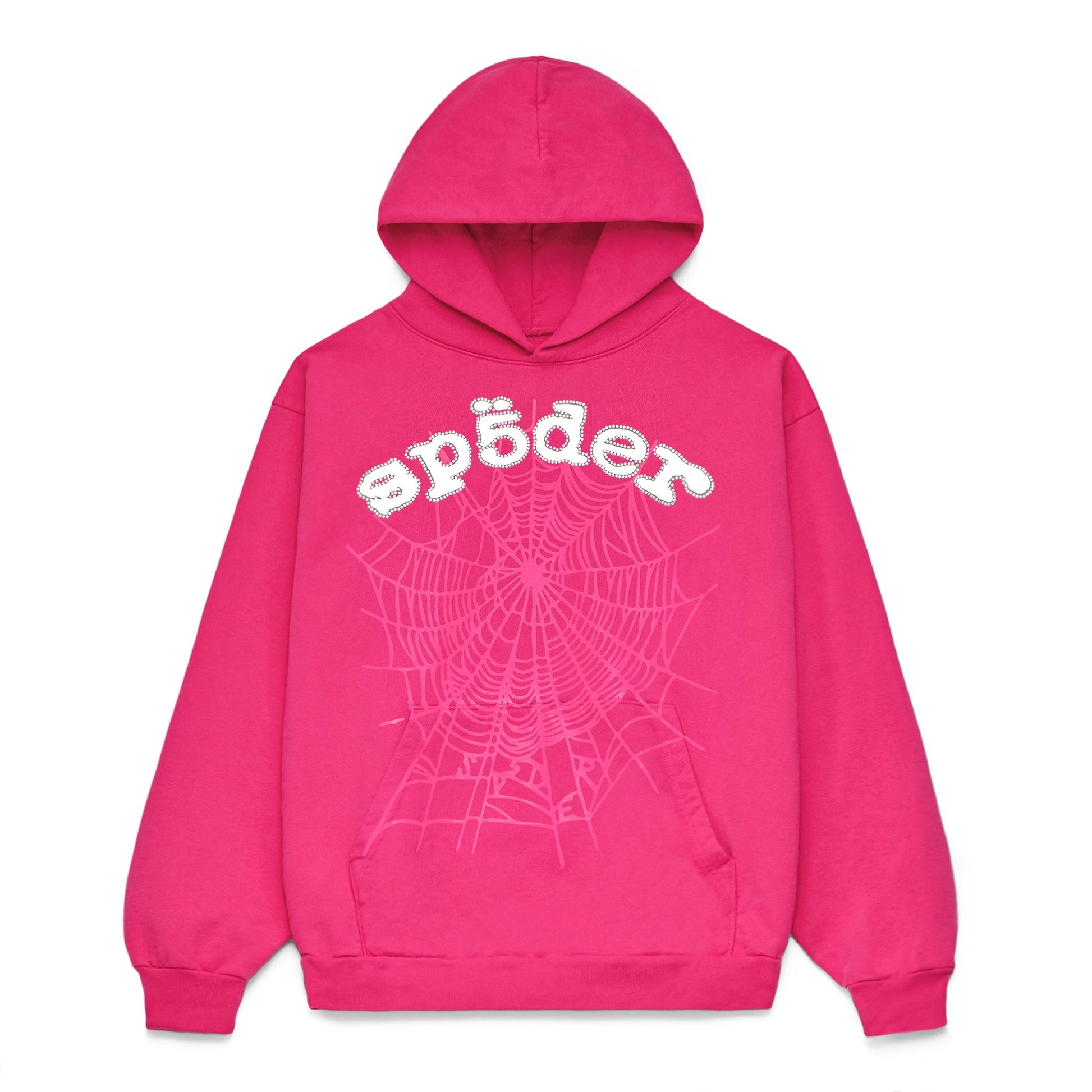 SP5DER Legacy Rhinestone Hoodie – Pink - Front View