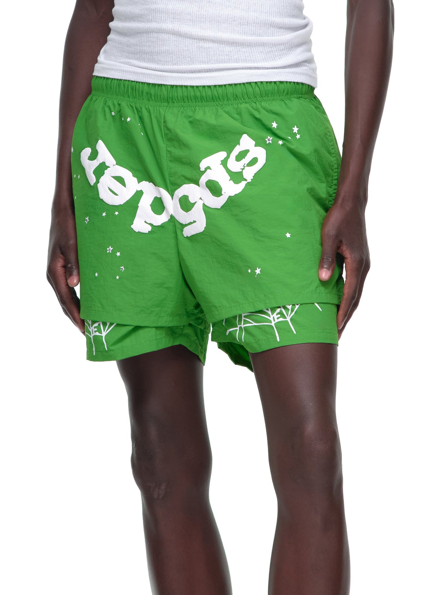 SP5DER OG Web V2 Double Layer Short in Bright Green