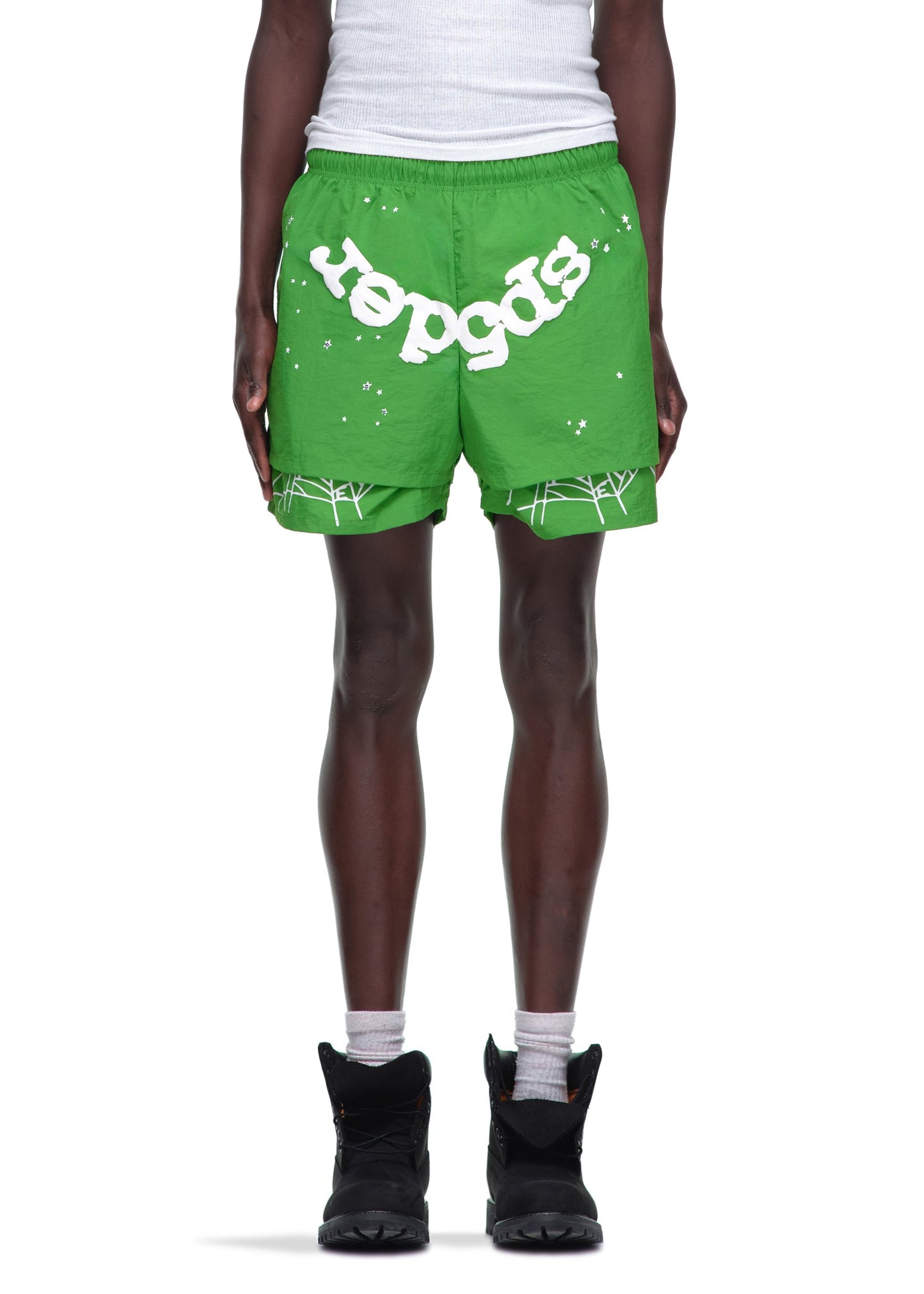 SP5DER OG Web V2 Double Layer Short in Bright Green