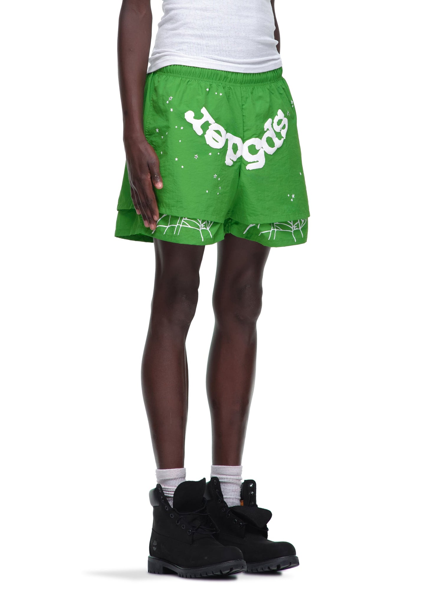 SP5DER OG Web V2 Double Layer Short in Bright Green