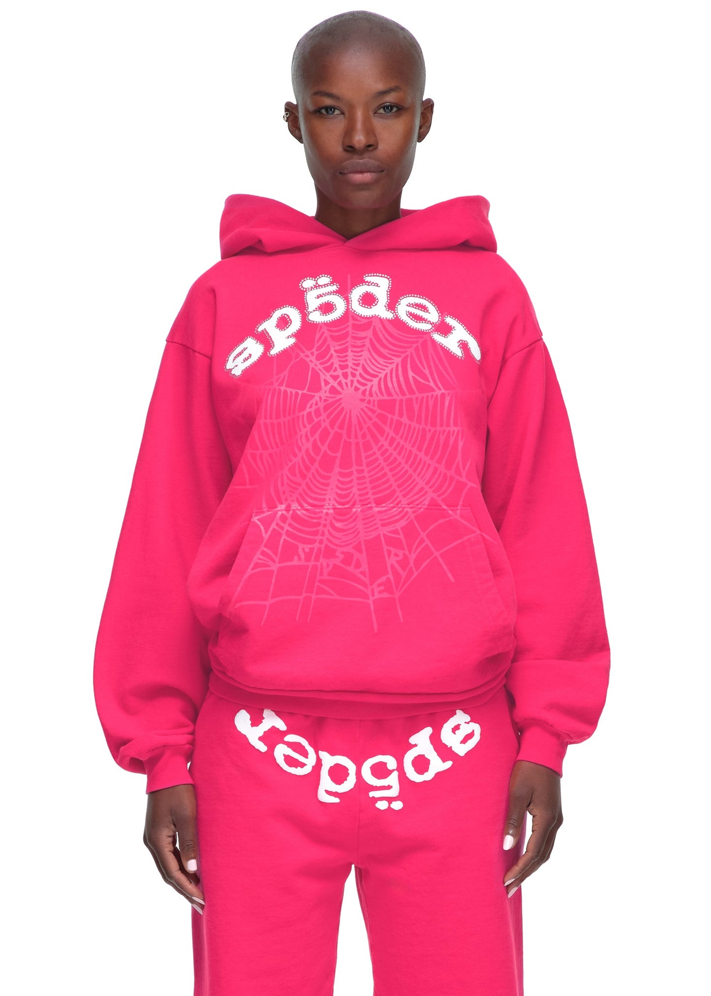 SP5DER Legacy Rhinestone Hoodie – Pink - Detail View 3