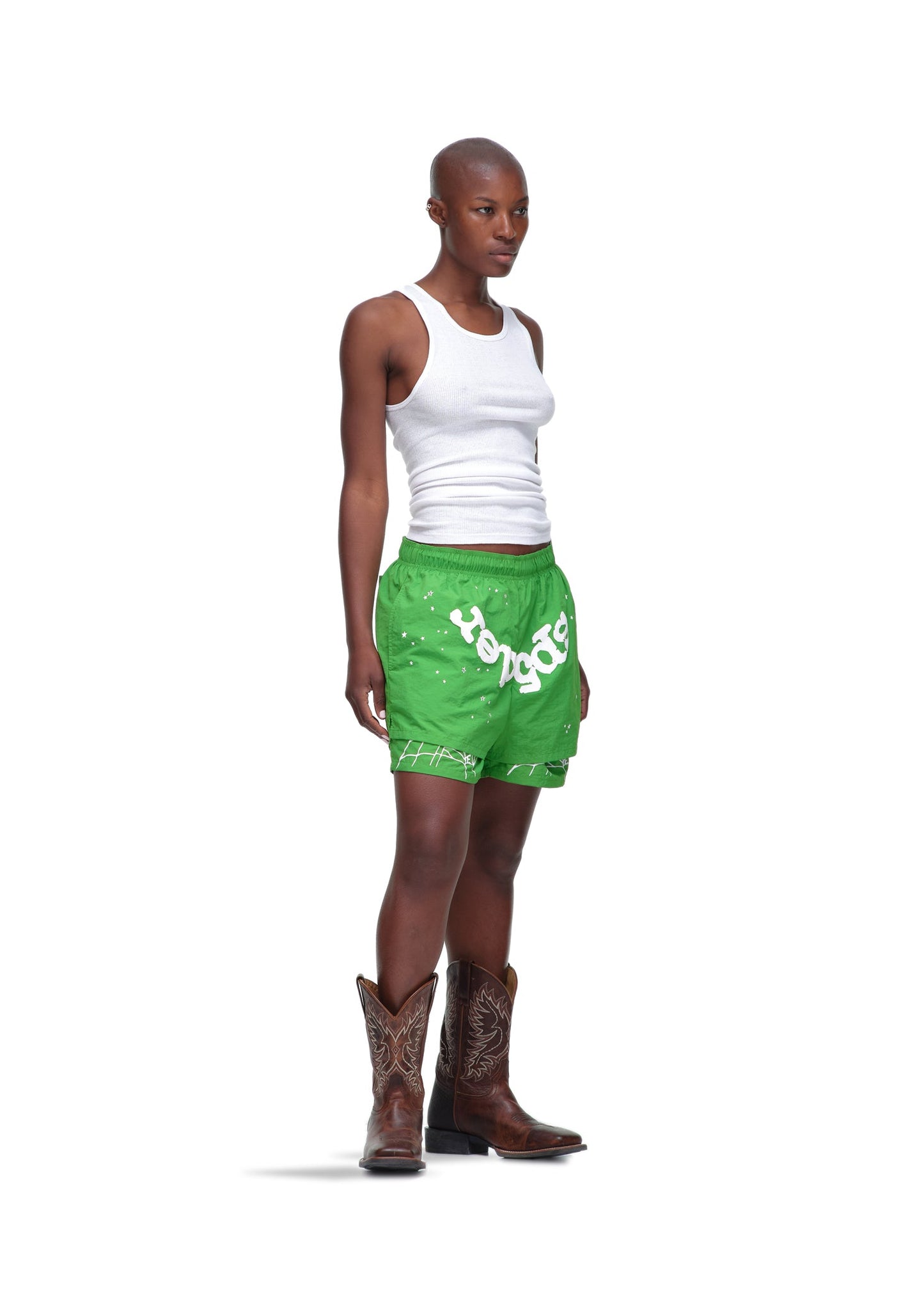 SP5DER OG Web V2 Double Layer Short in Bright Green