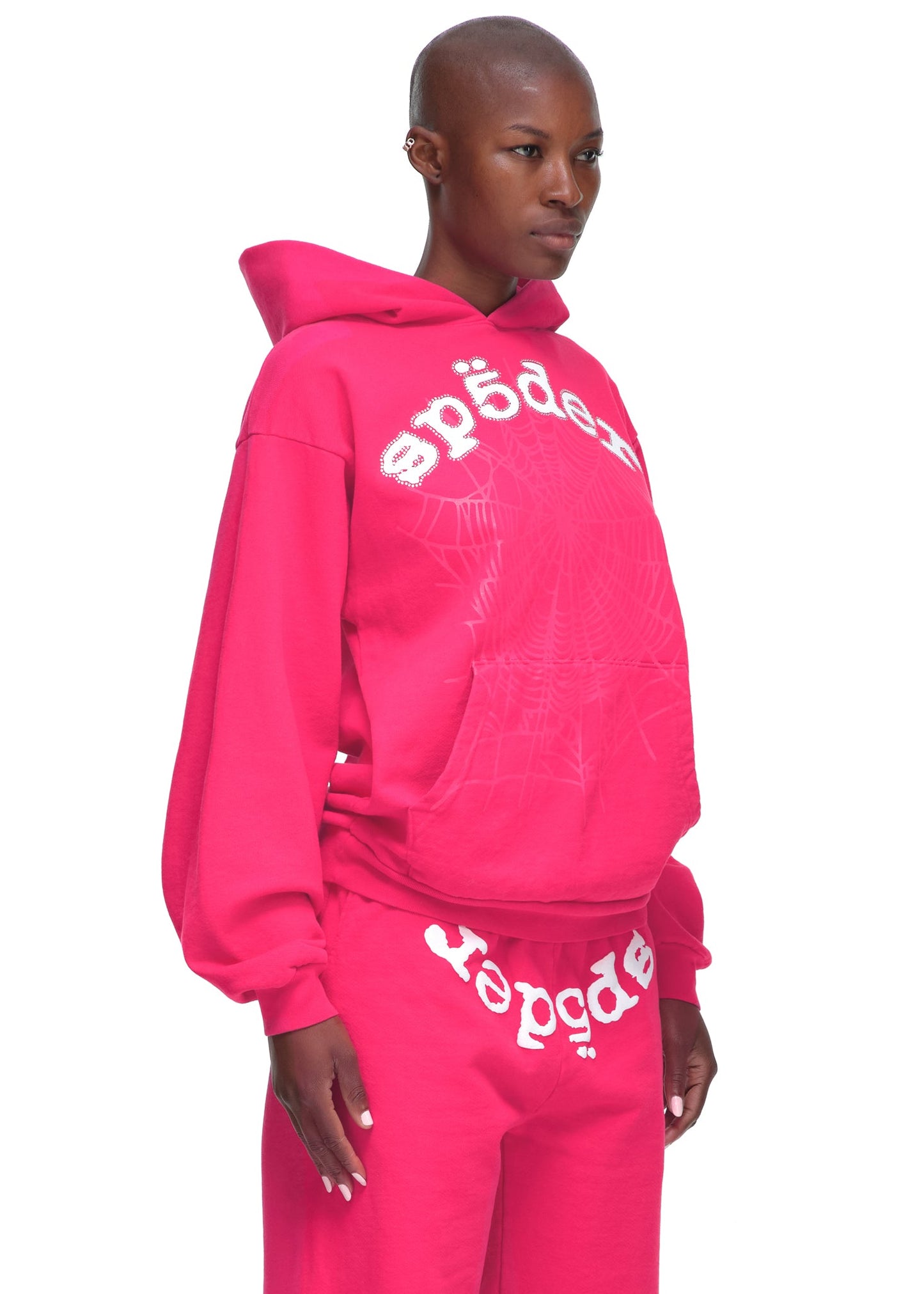 SP5DER Legacy Rhinestone Hoodie – Pink - Detail View 5