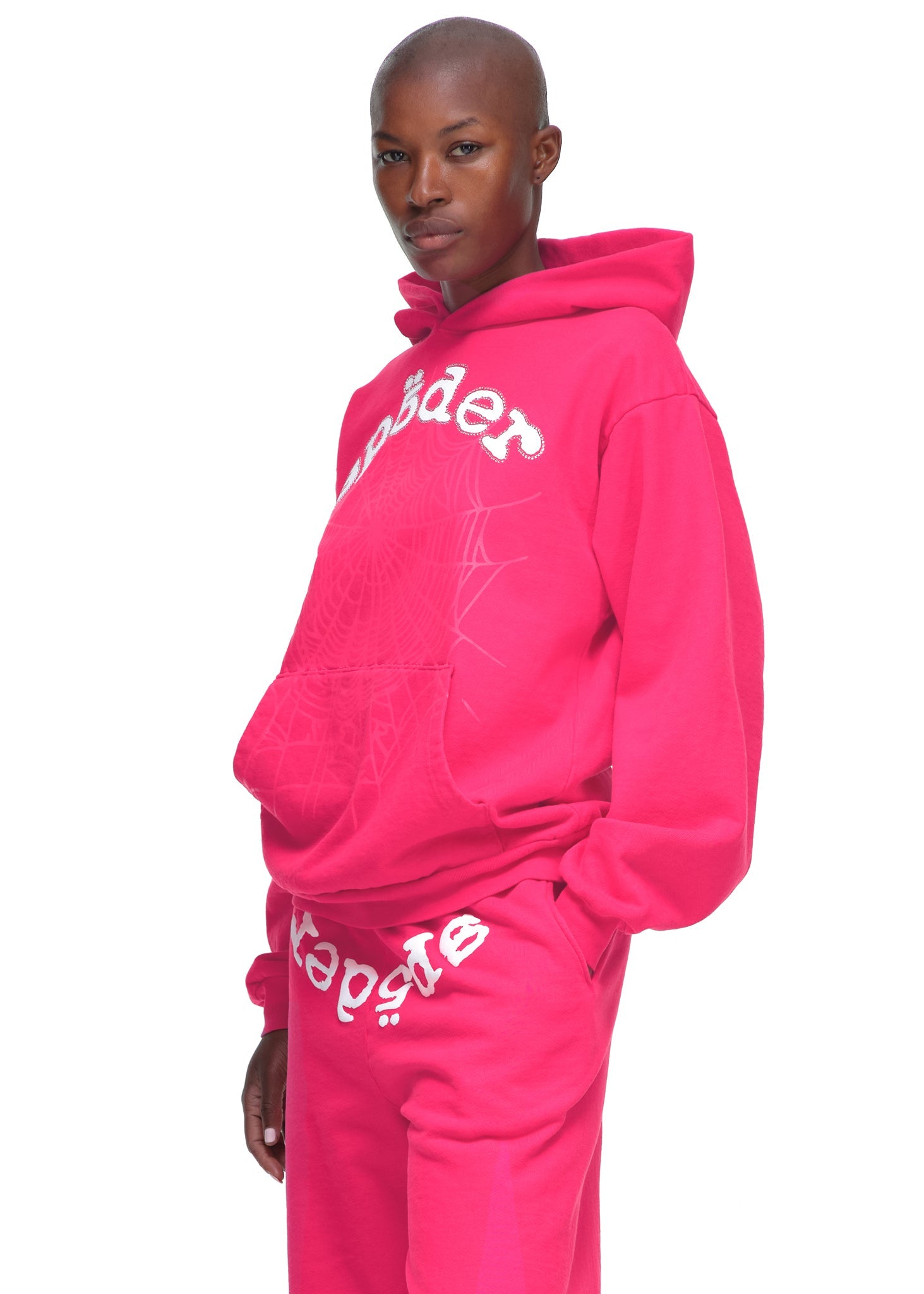 SP5DER Legacy Rhinestone Hoodie – Pink - Detail View 7