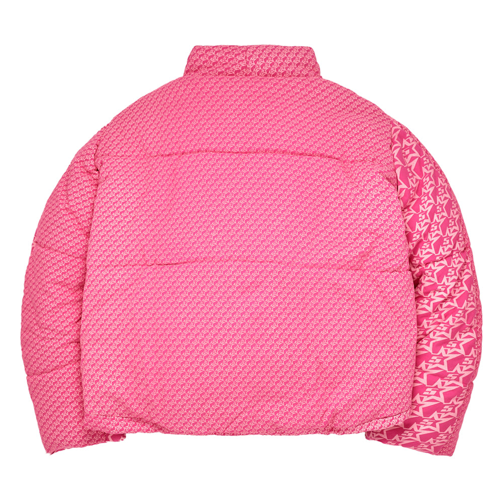 Back view of SP5DER 5Star Puffer Jacket in Pink