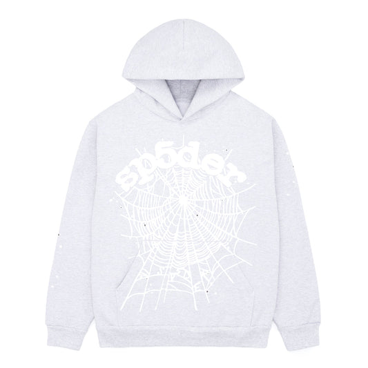 SP5DER OG Web Hoodie – Heather Grey - Front View