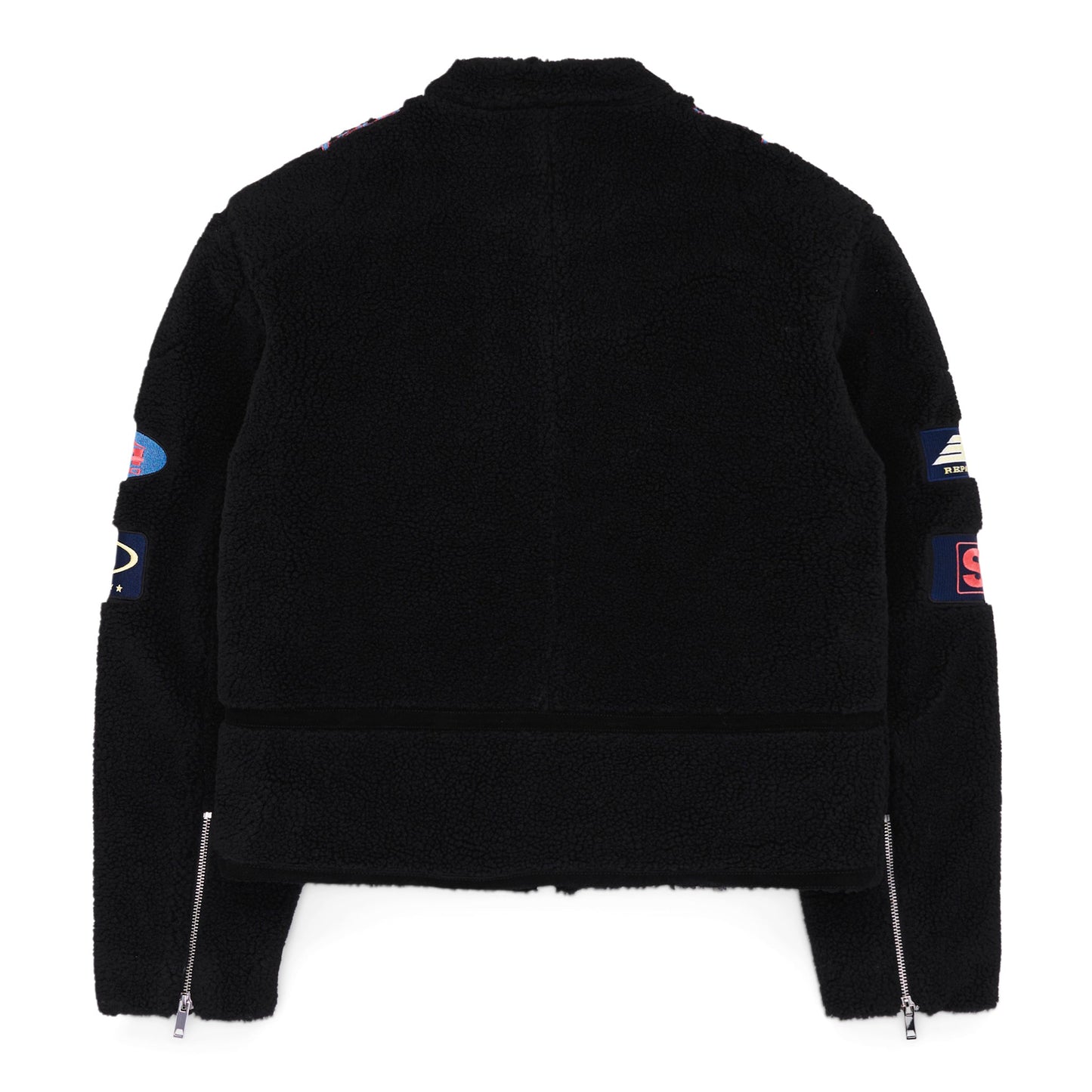 Back view of SP5DER Black Sherpa Hunter Moto Jacket