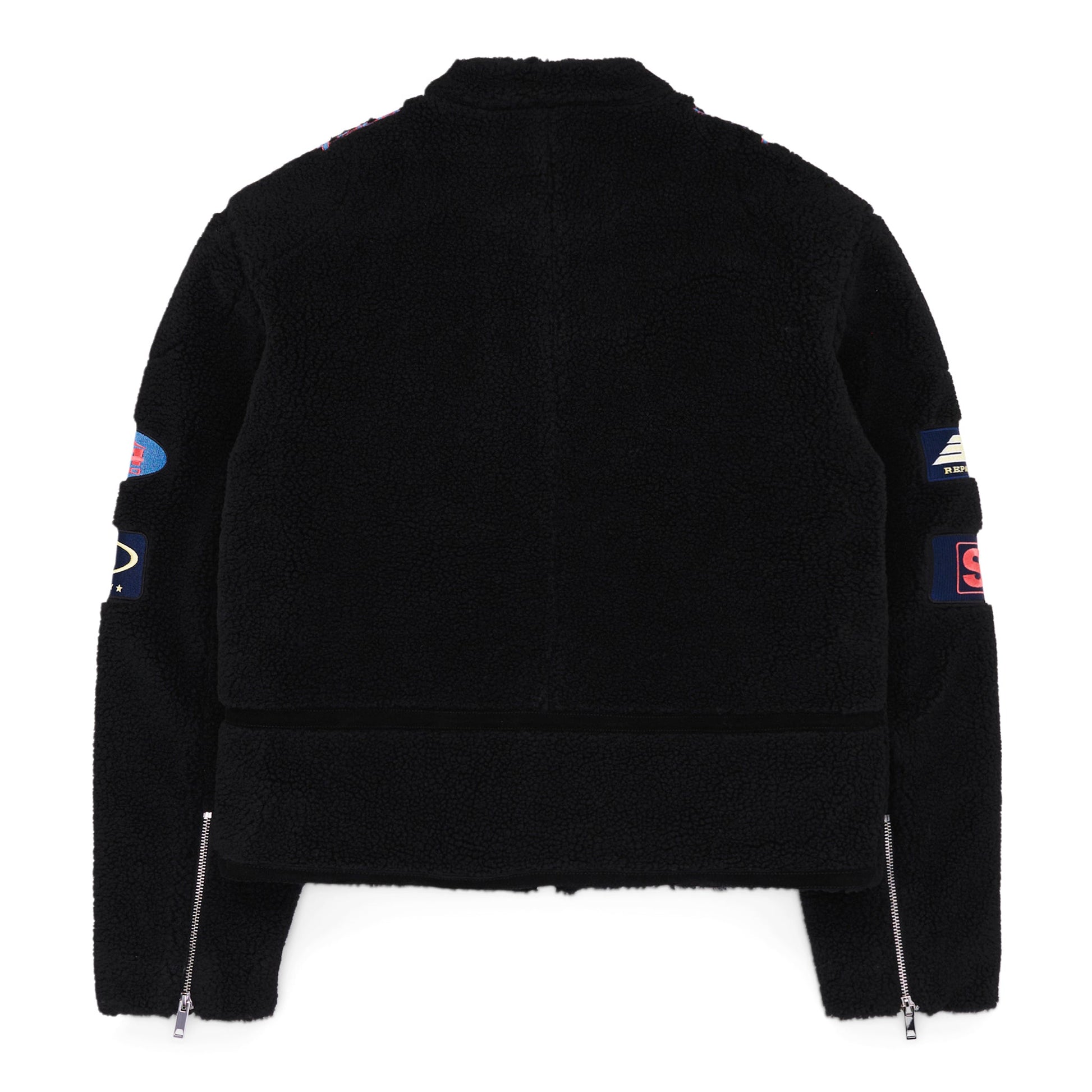 Back view of SP5DER Black Sherpa Hunter Moto Jacket