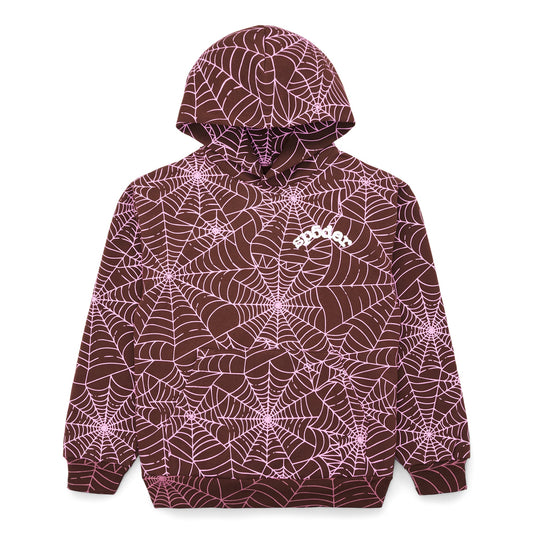 SP5DER AOP Web Hoodie – Brown - Front View