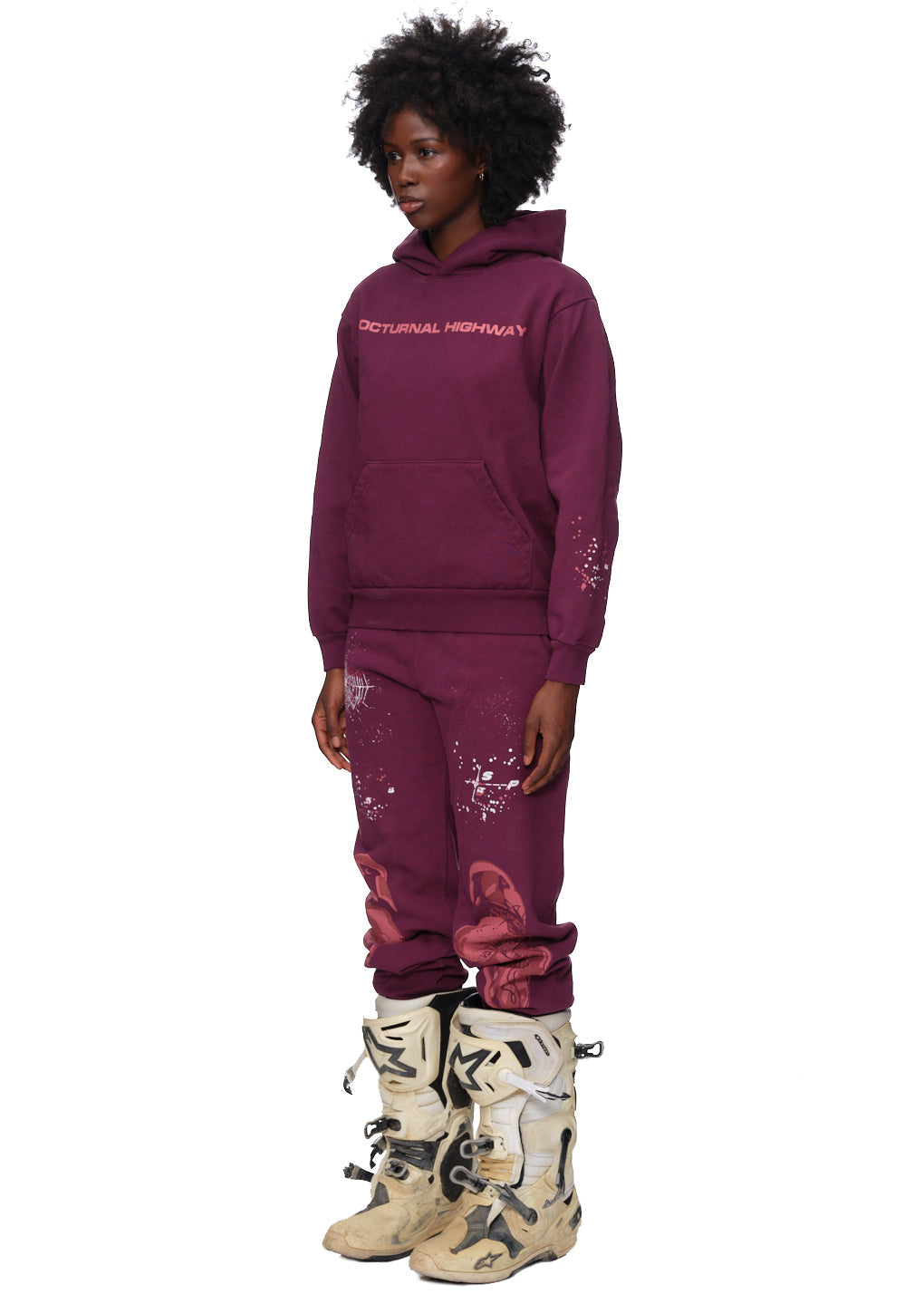 SP5DER Nocturnal Highway Hoodie – Red - Detail View 5