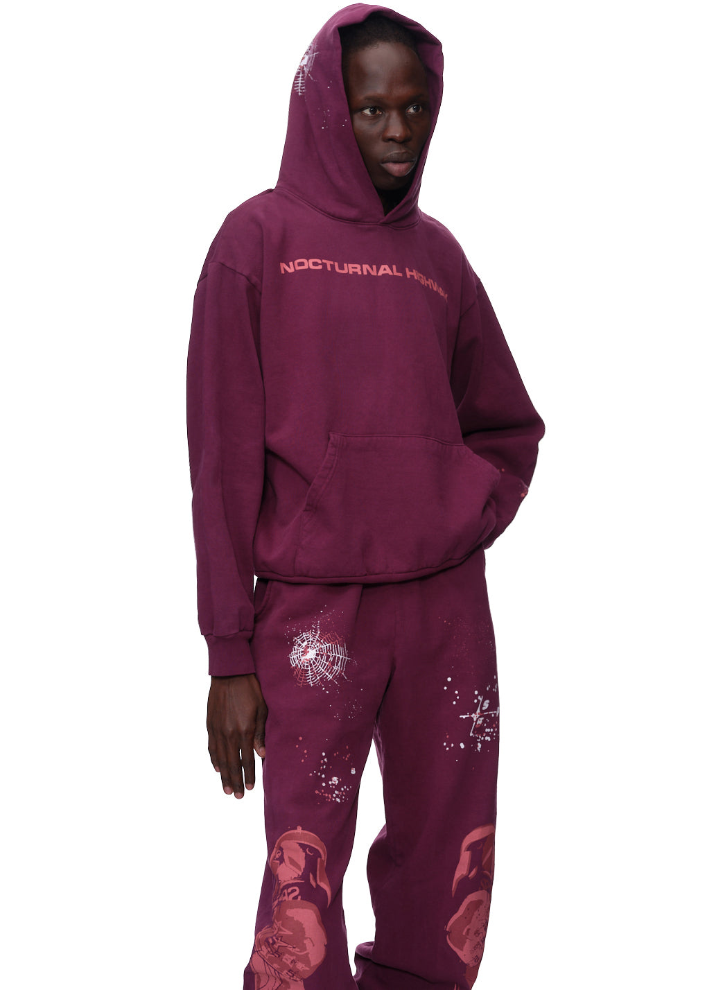 SP5DER Nocturnal Highway Hoodie – Red - Detail View 7