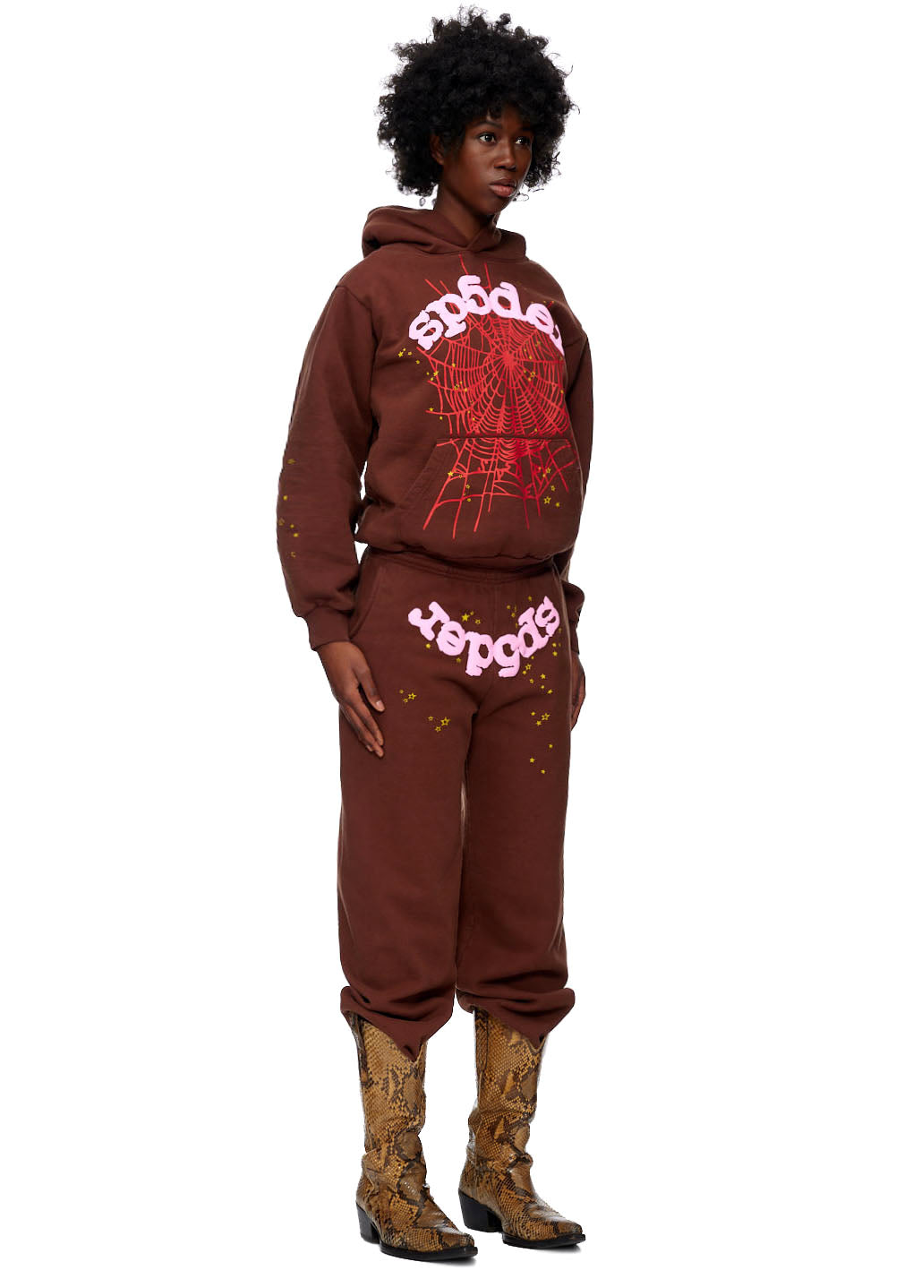 SP5DER Web Hoodie - Brown - Detail View 1