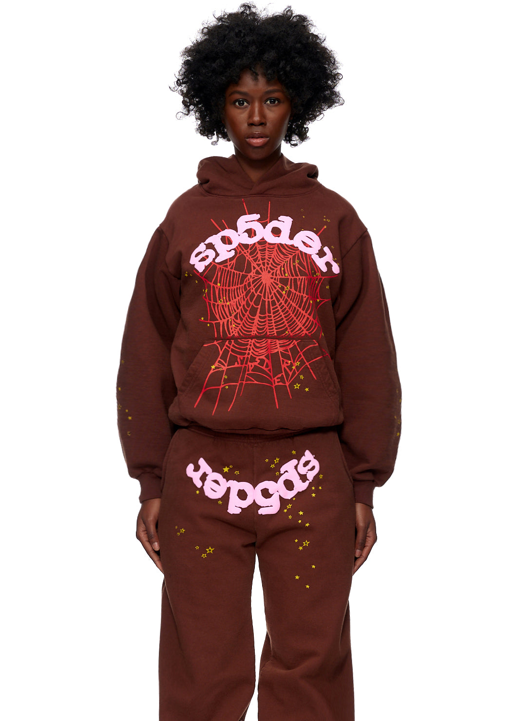 SP5DER Web Hoodie - Brown - Detail View 3