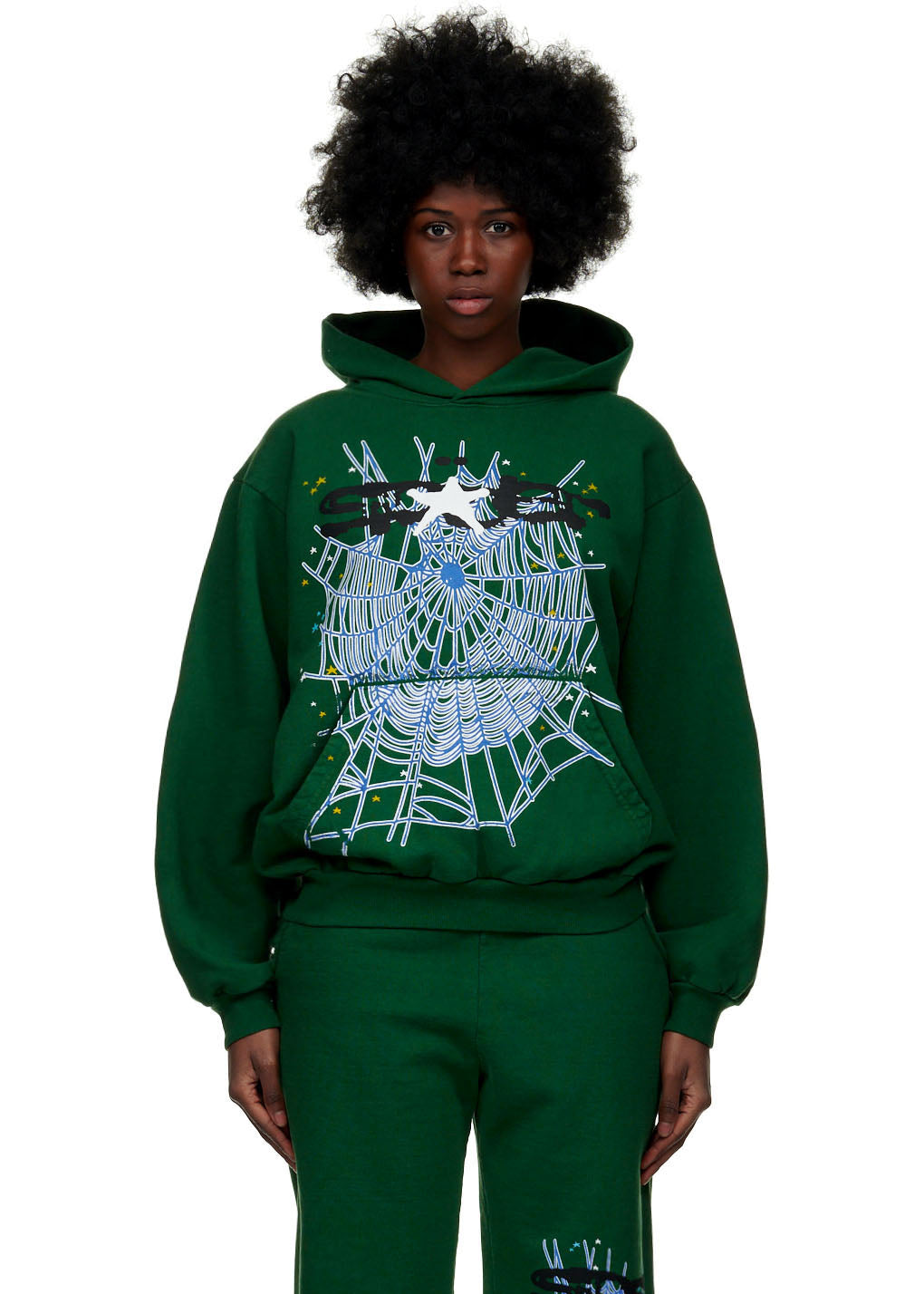 SP5DER Web Hoodie - Star Print - Detail View 2