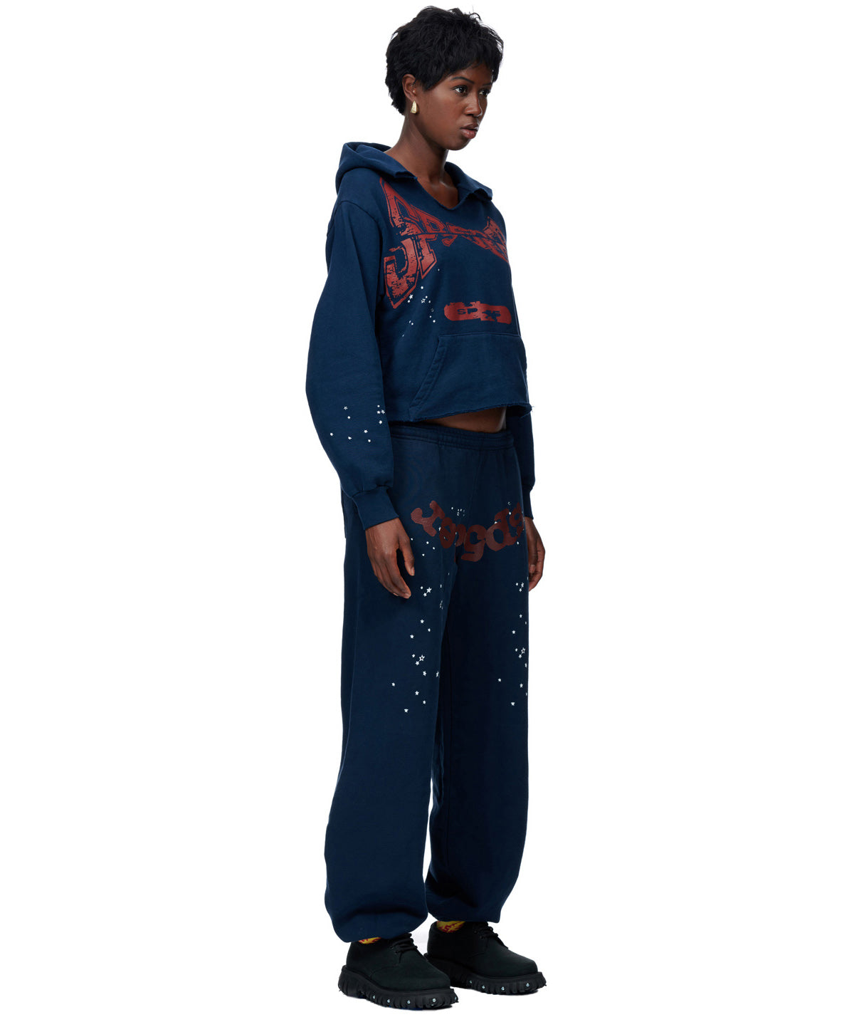 SP5DER Cropped Hoodie – Blue - Detail View 2