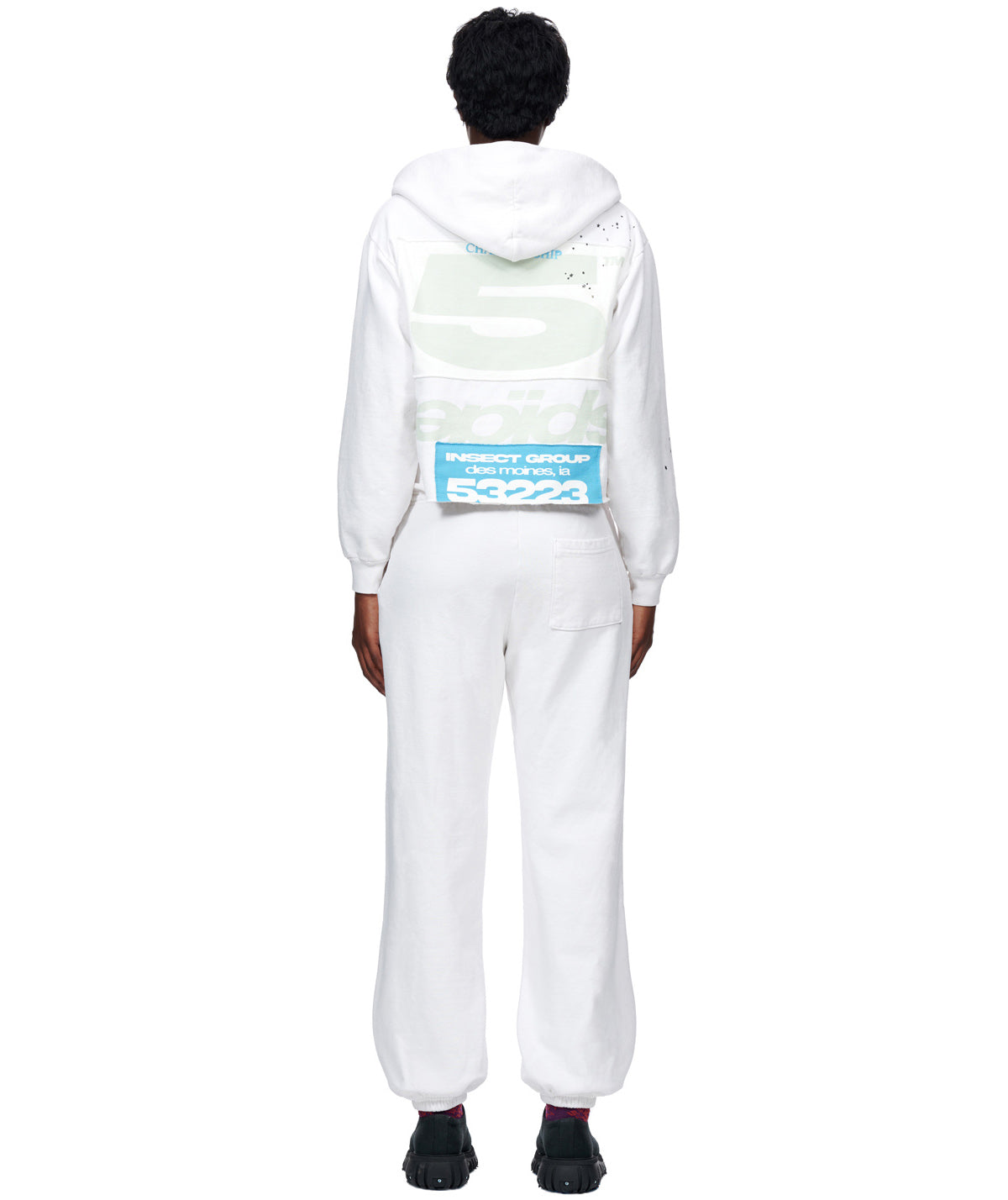 SP5DER Cropped Hoodie – White - Detail View 2